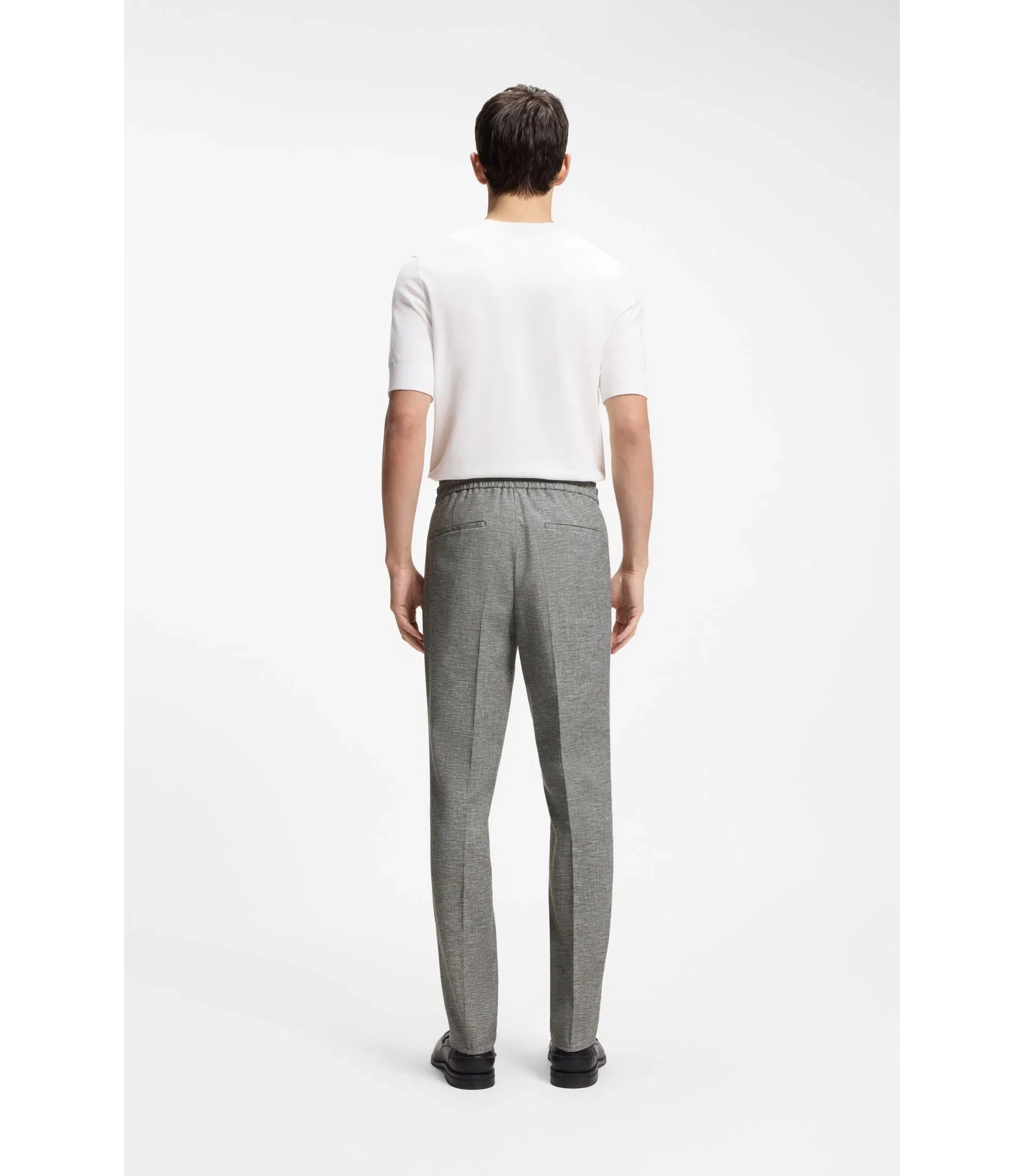 Hugo Slim Fit Trousers In Performance Sharkskin Dark Grey