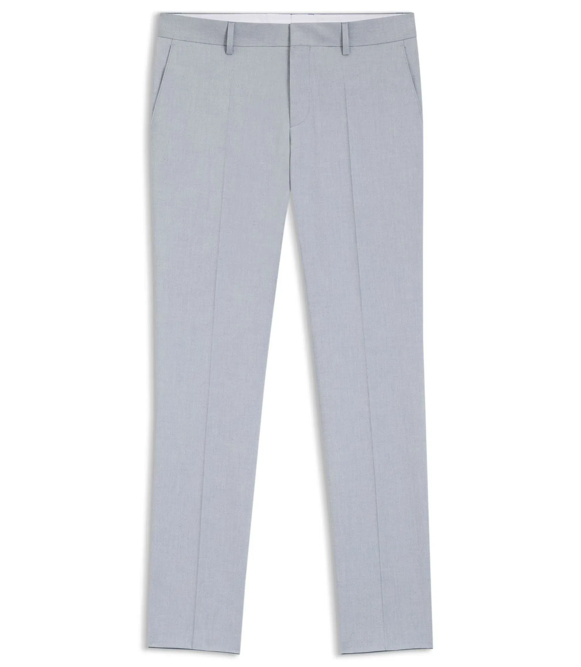 Boss Slim Fit Trousers In Patterned Stretch Chiffon Light Blue