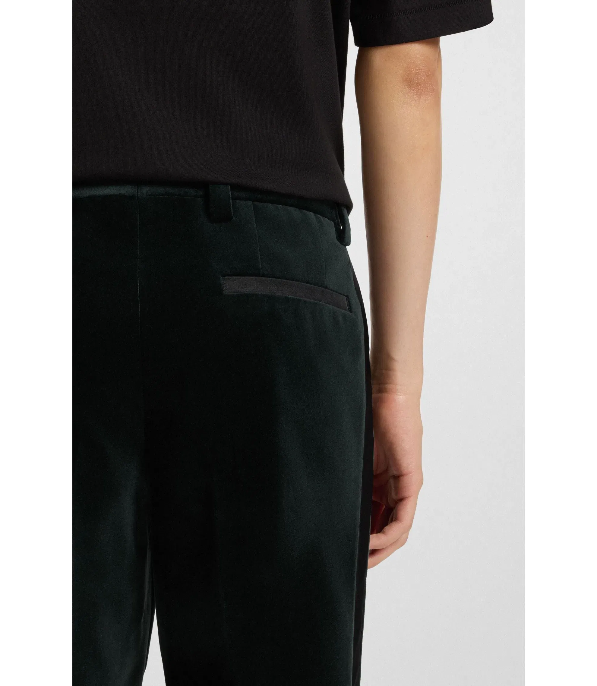 Hugo Slim Fit Trousers In Cotton Velvet Light Green