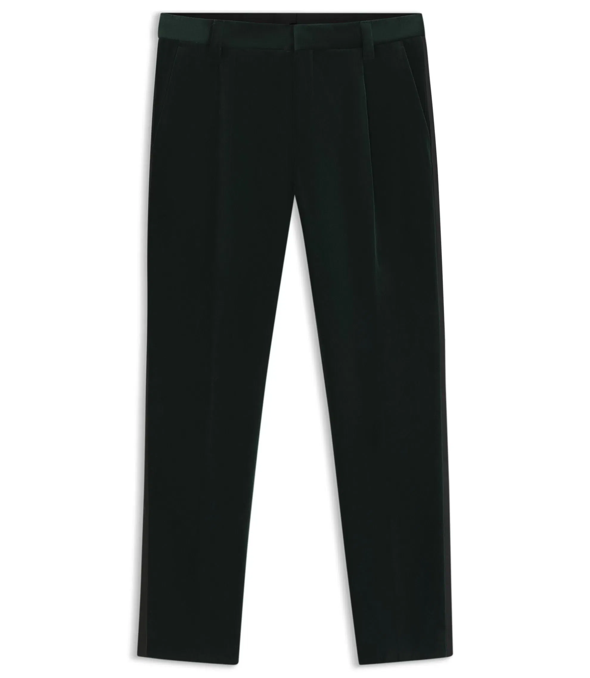 Hugo Slim Fit Trousers In Cotton Velvet Light Green