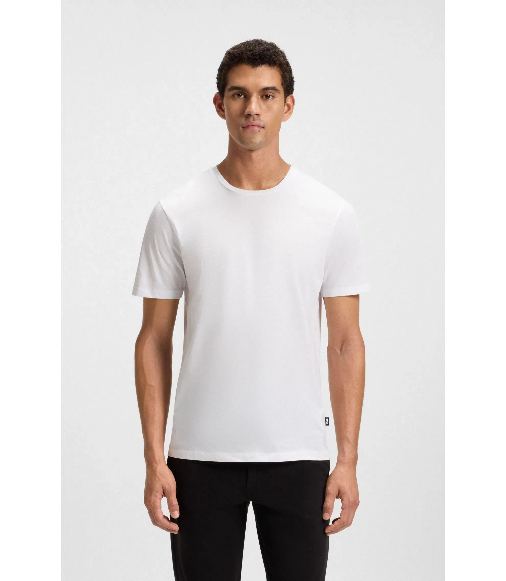 Boss Slim Fit Short Sleeved T-Shirt In Mercerised Cotton White