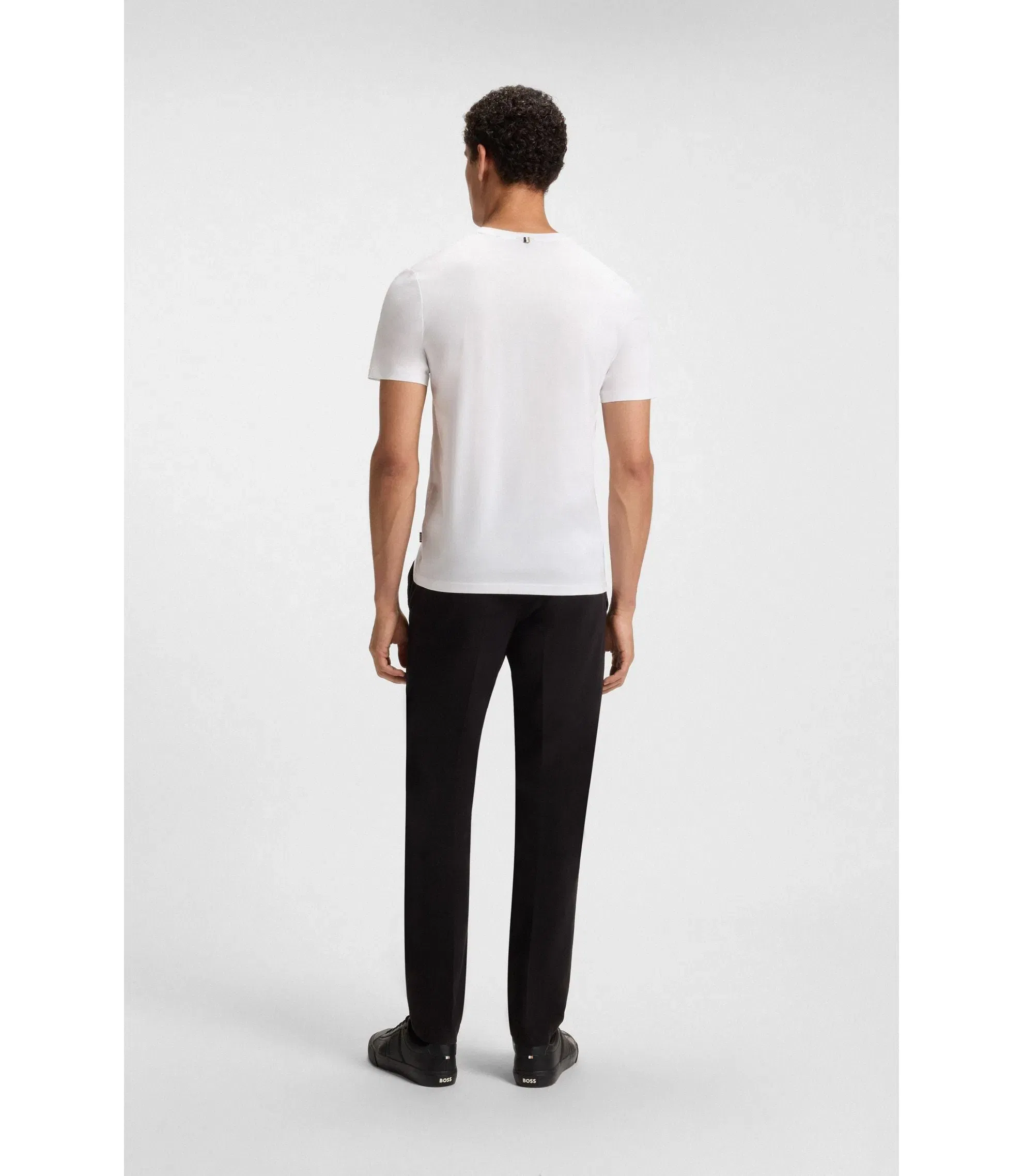 Boss Slim Fit Short Sleeved T-Shirt In Mercerised Cotton White
