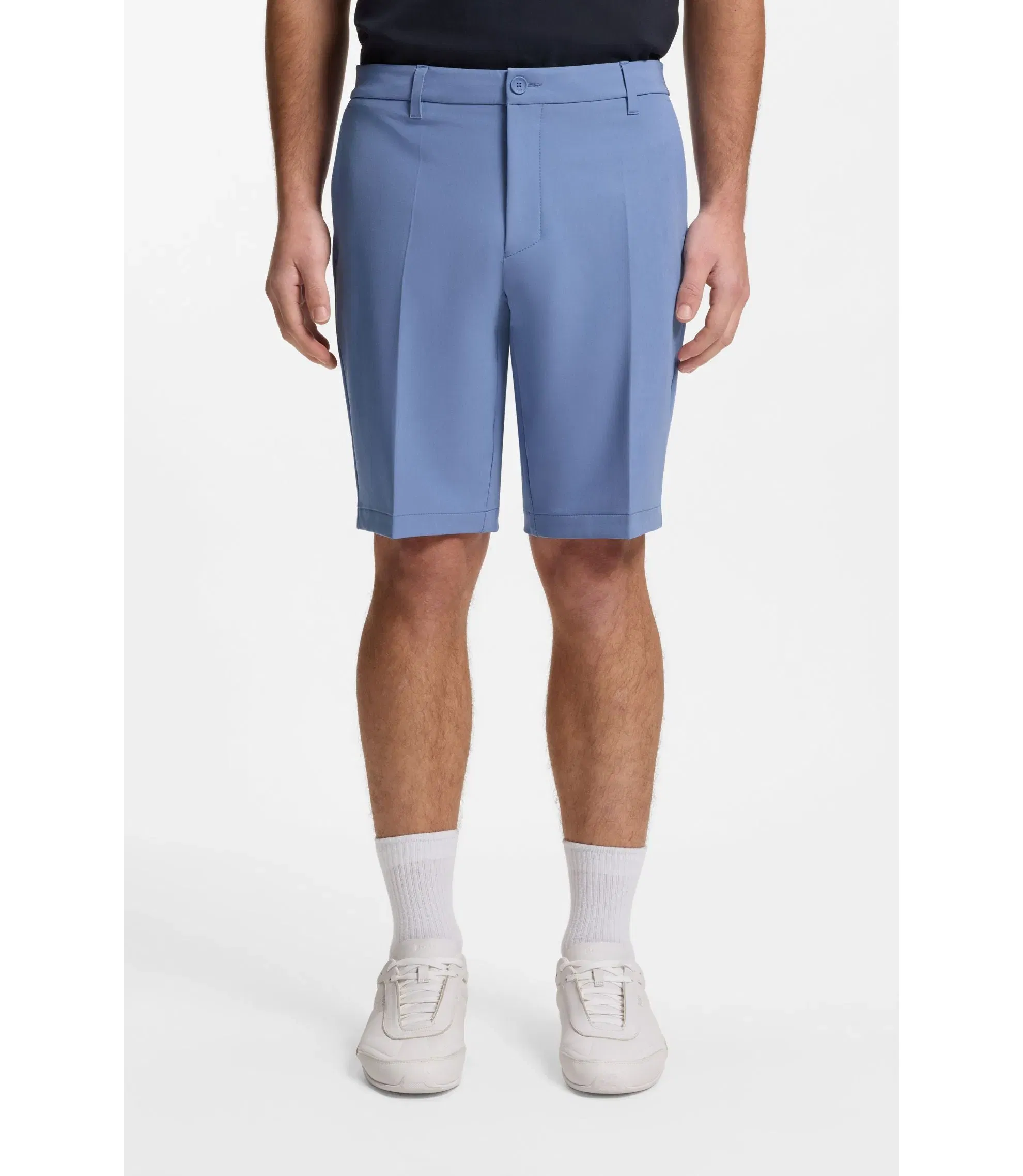 Boss Slim Fit Shorts In Water Repellent Stretch Fabric Light Blue