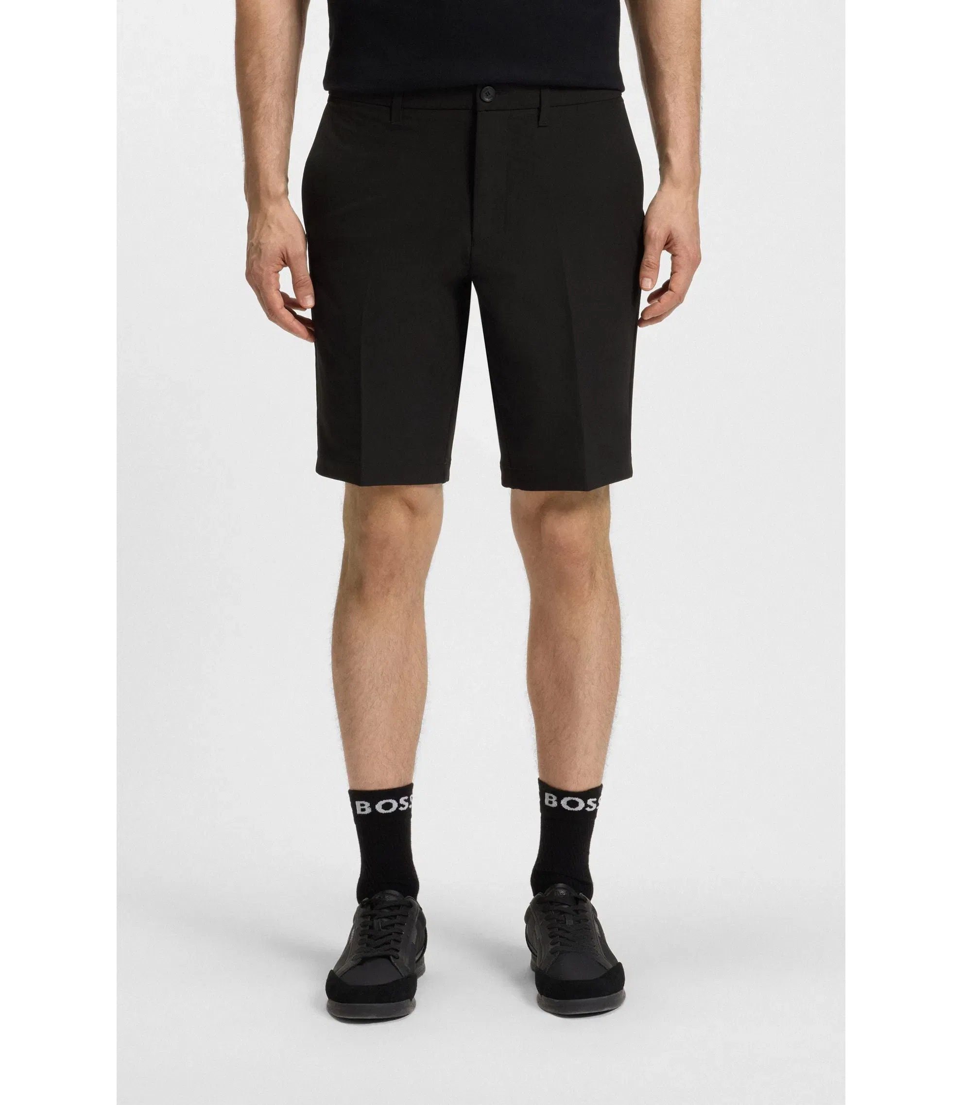 Boss Slim Fit Shorts In Water Repellent Stretch Fabric Black