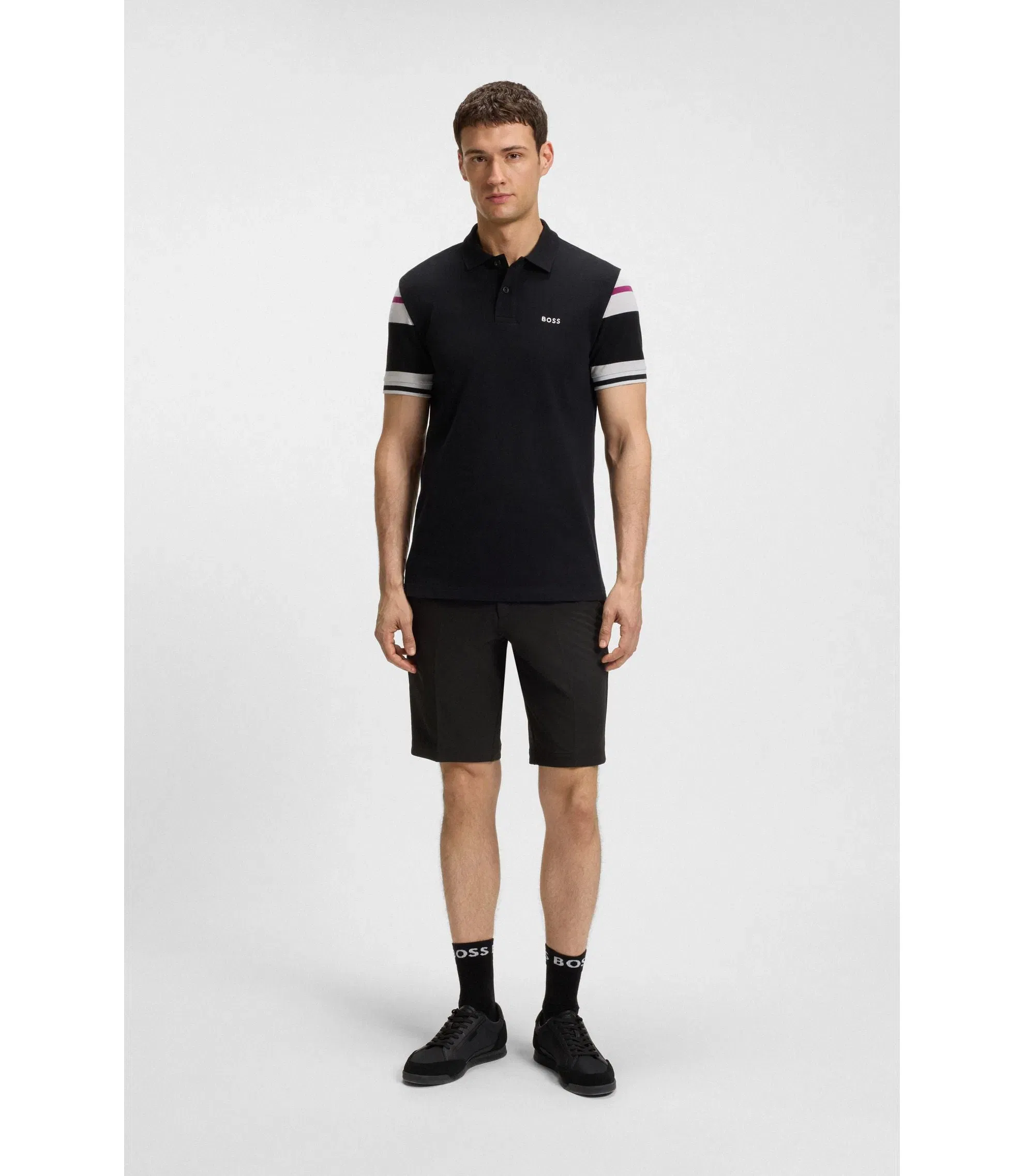 Boss Slim Fit Shorts In Water Repellent Stretch Fabric Black