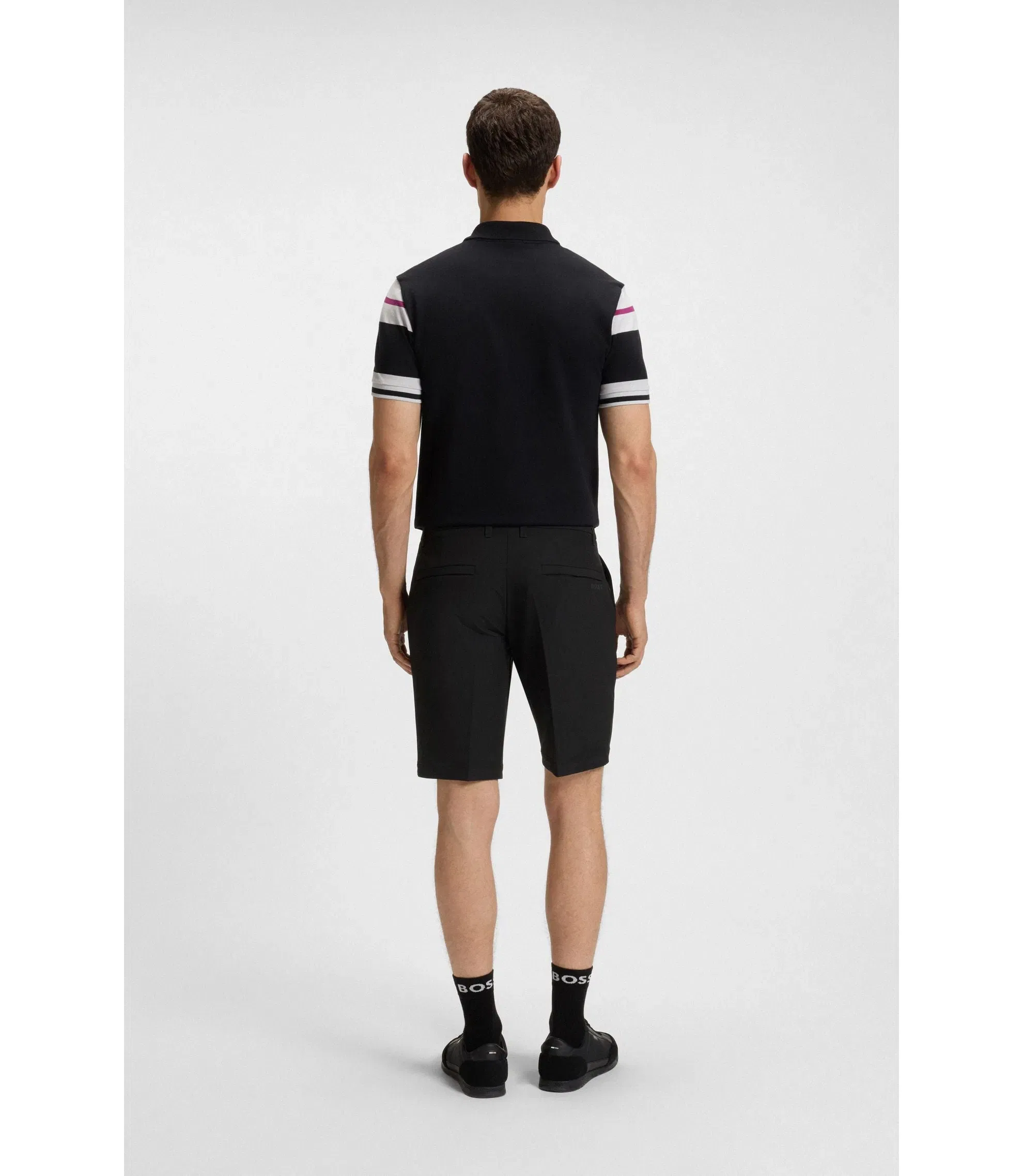 Boss Slim Fit Shorts In Water Repellent Stretch Fabric Black