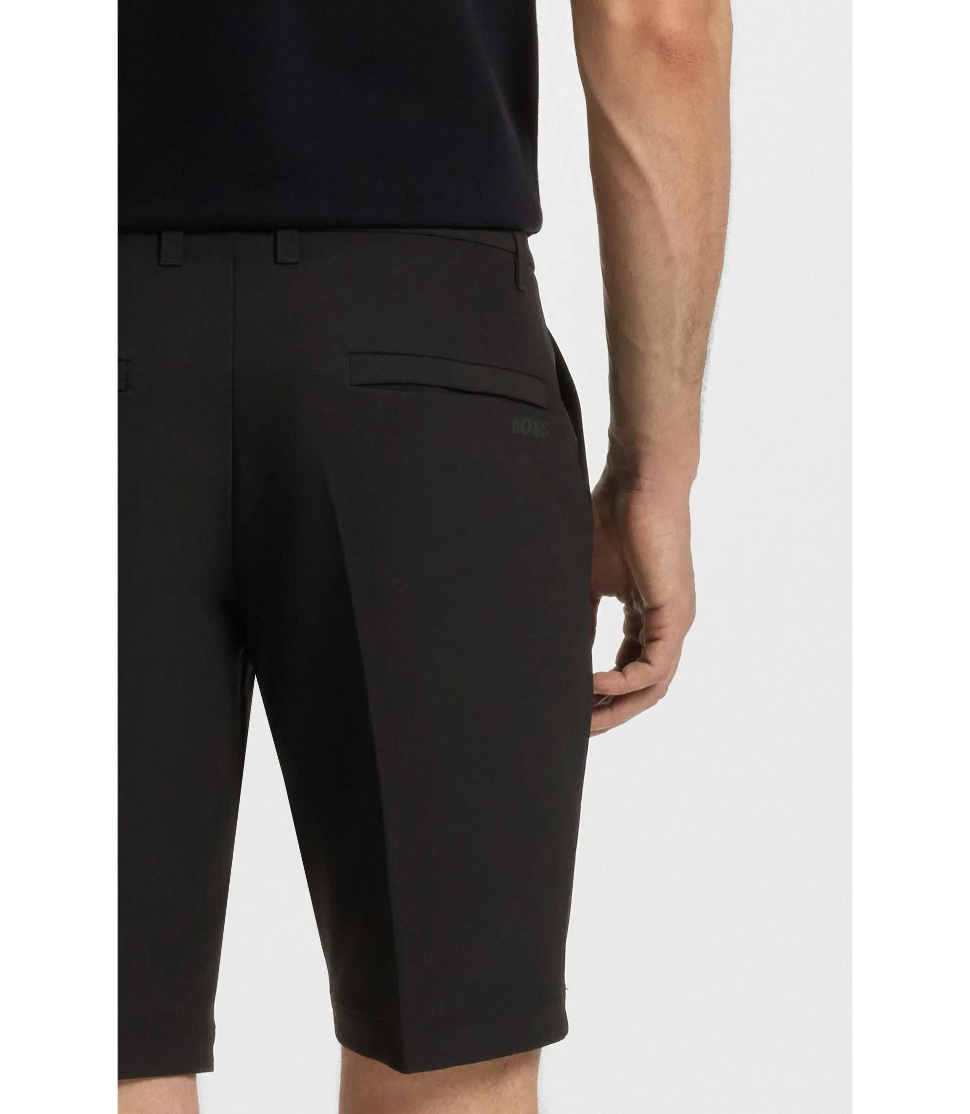 Boss Slim Fit Shorts In Water Repellent Stretch Fabric Black