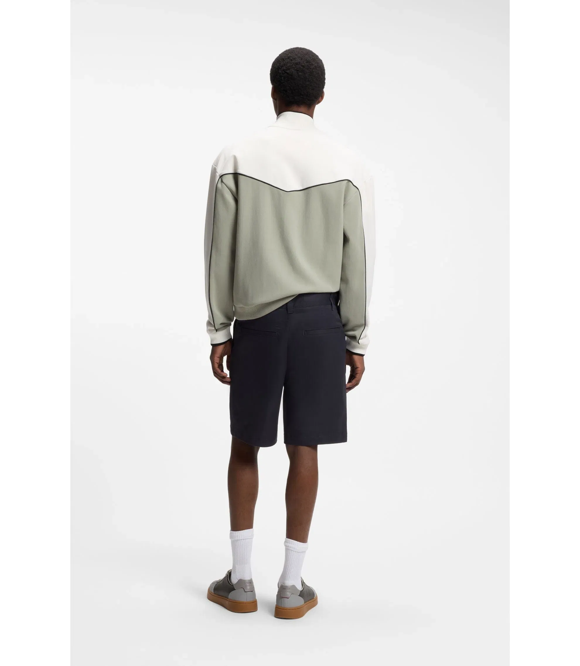 Hugo Slim Fit Shorts In Mercerized Stretch Cotton Dark Blue