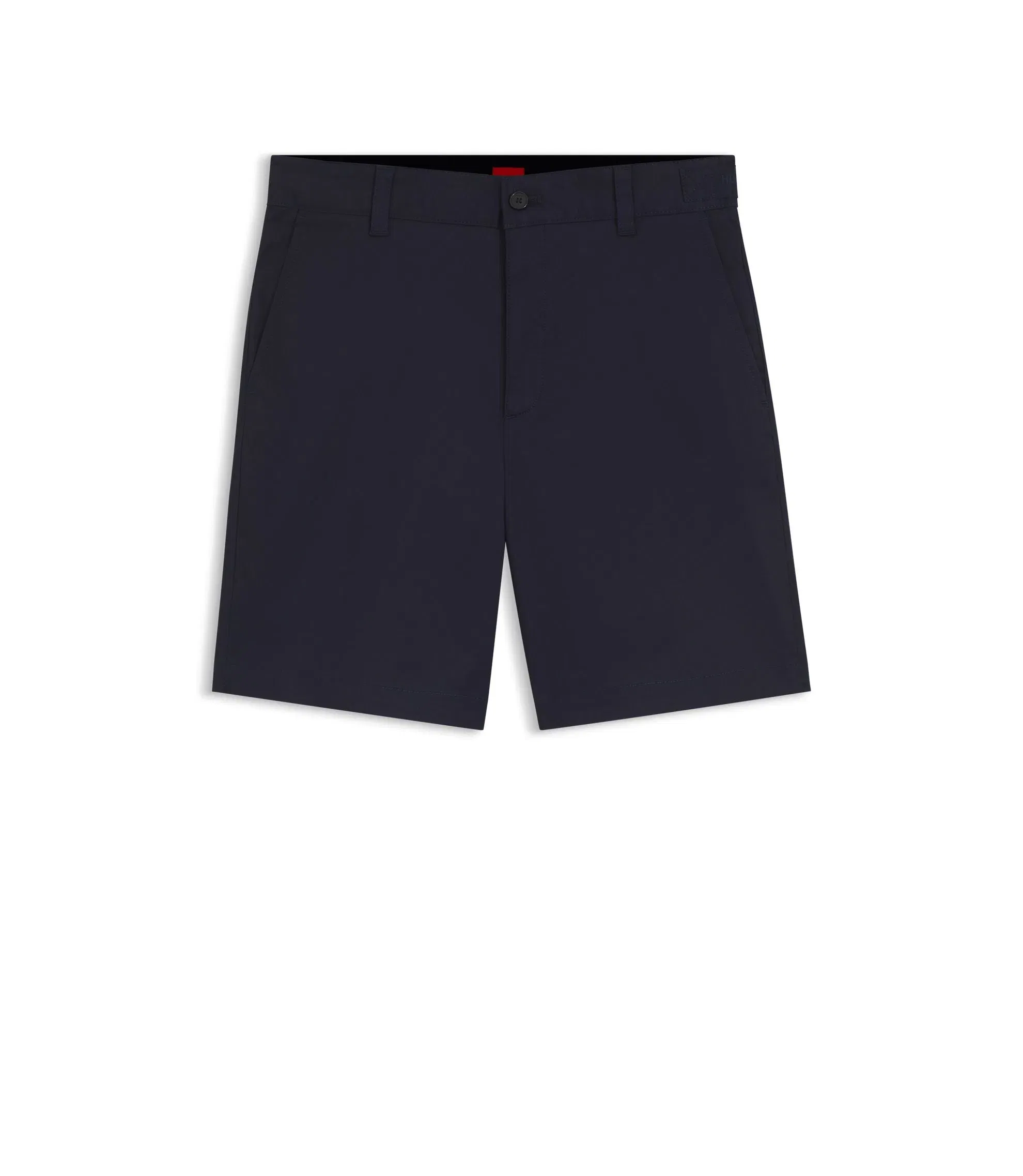 Hugo Slim Fit Shorts In Mercerized Stretch Cotton Dark Blue