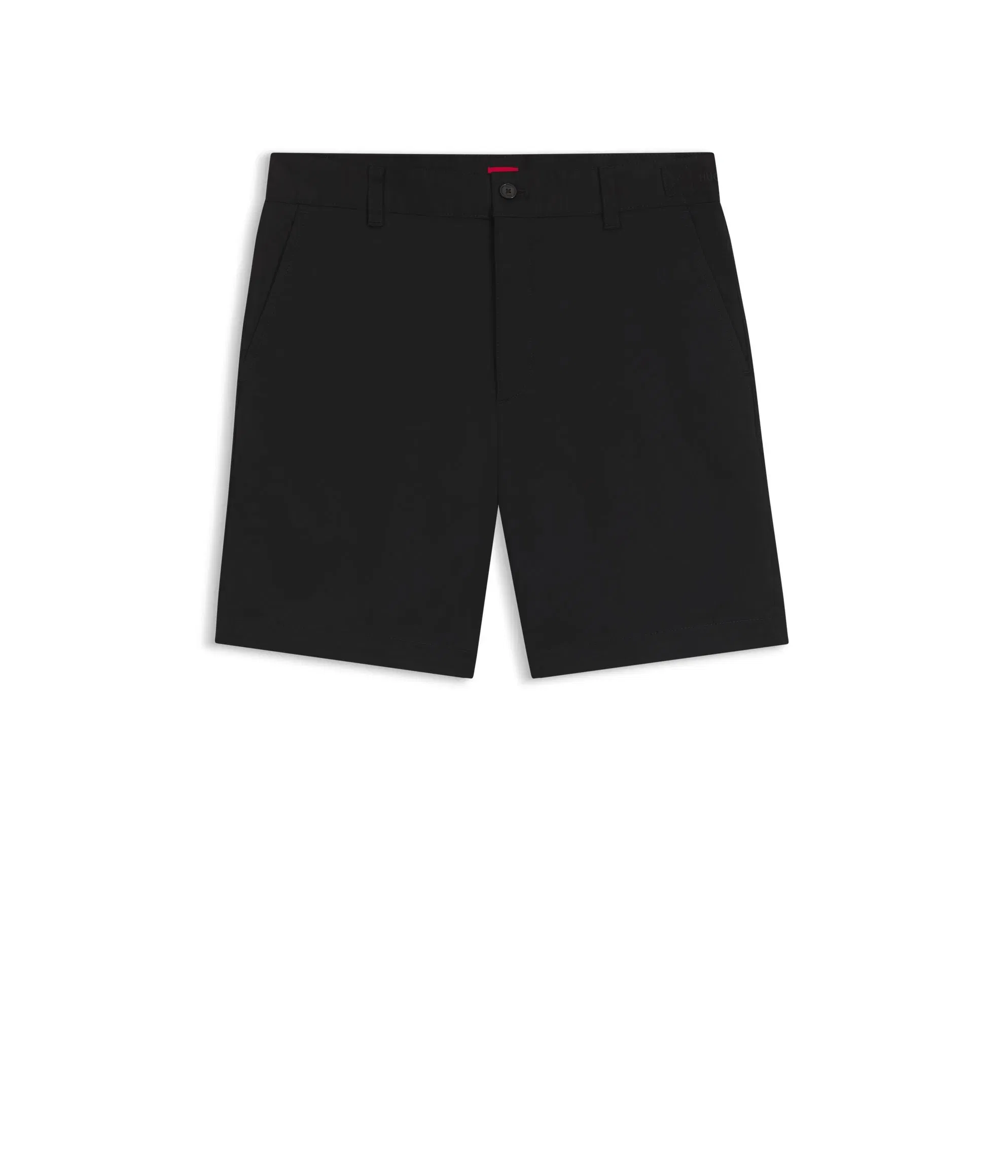 Hugo Slim Fit Shorts In Mercerized Stretch Cotton Black