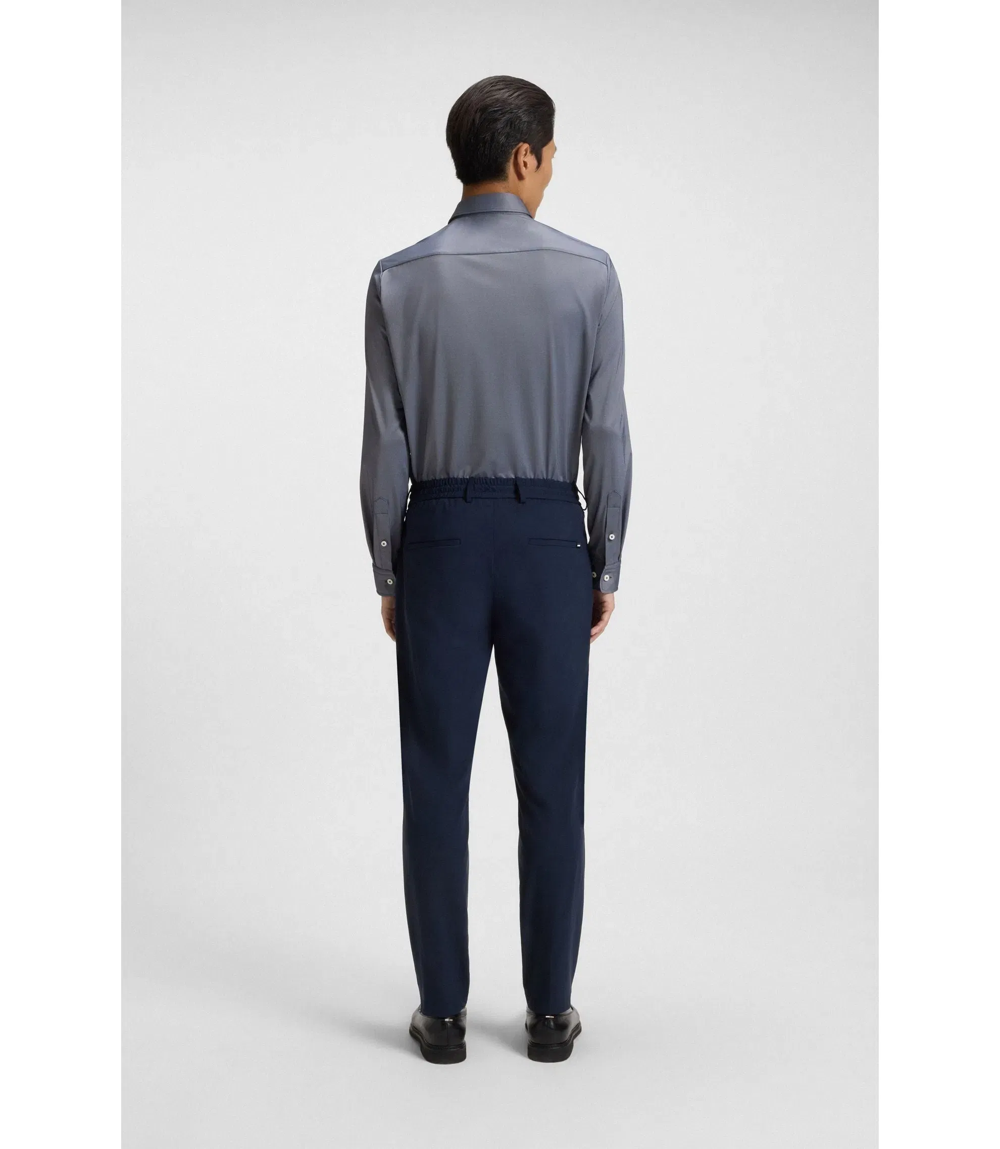 Boss Slim Fit Shirt In Structured Performance Stretch Fabric Grey