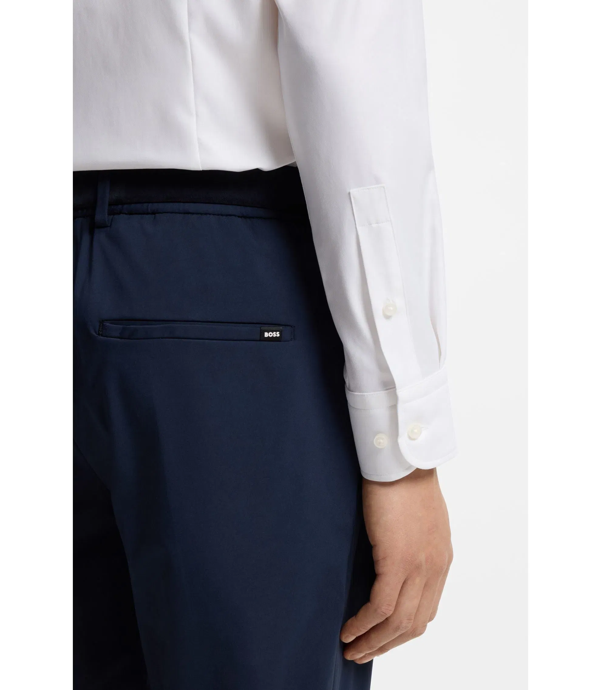 Boss Slim Fit Shirt In Performance Stretch Twill White