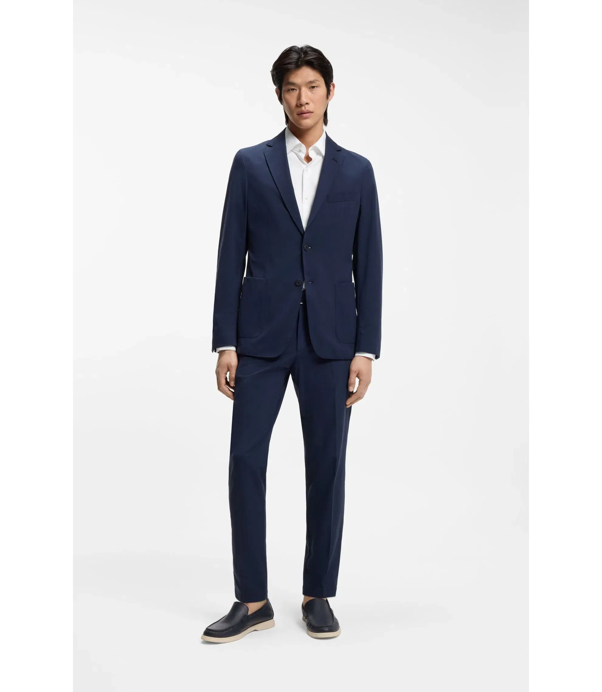 Boss Slim Fit Shirt In Performance Stretch Twill White