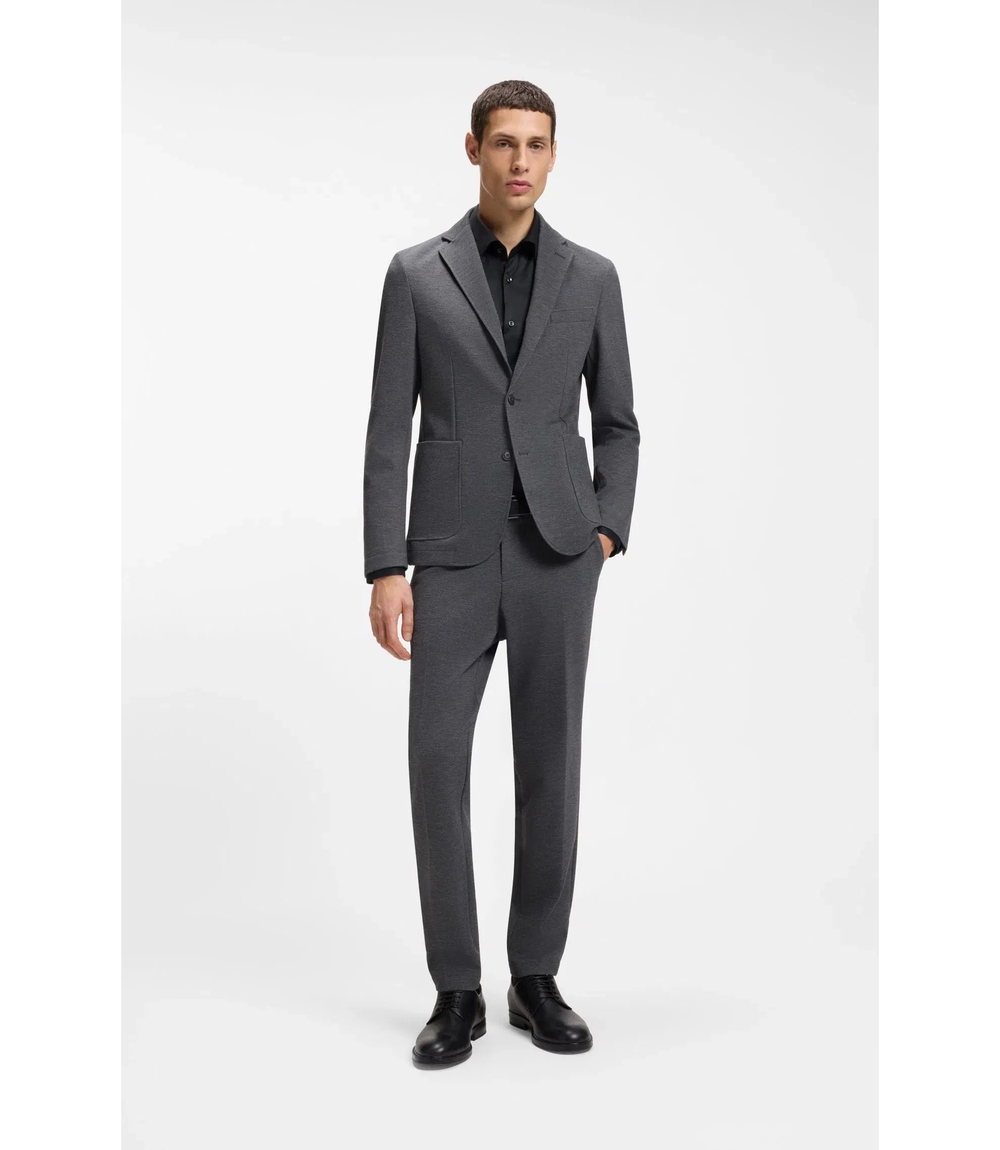 Boss Slim Fit Shirt In Performance Stretch Twill Black