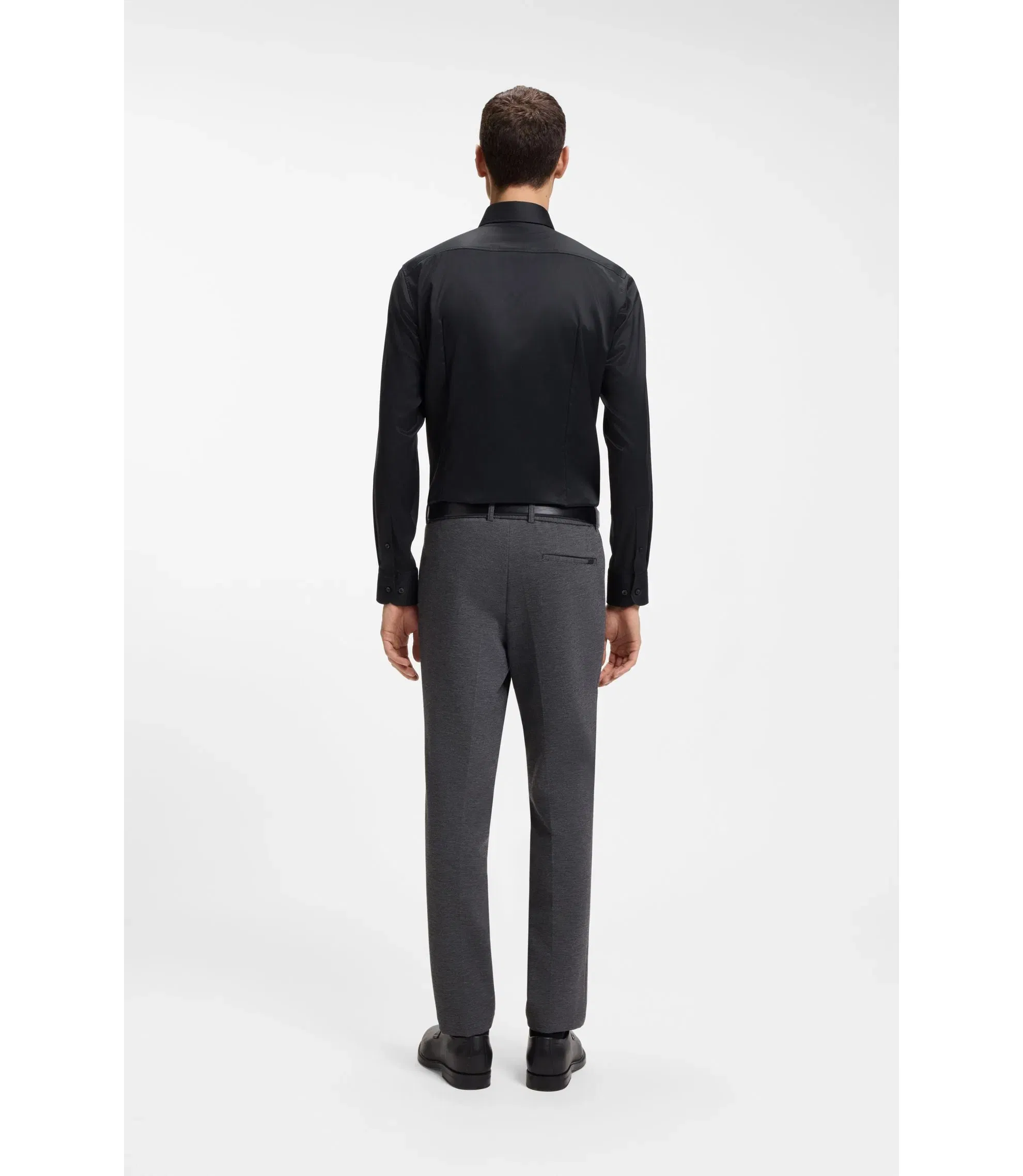 Boss Slim Fit Shirt In Performance Stretch Twill Black