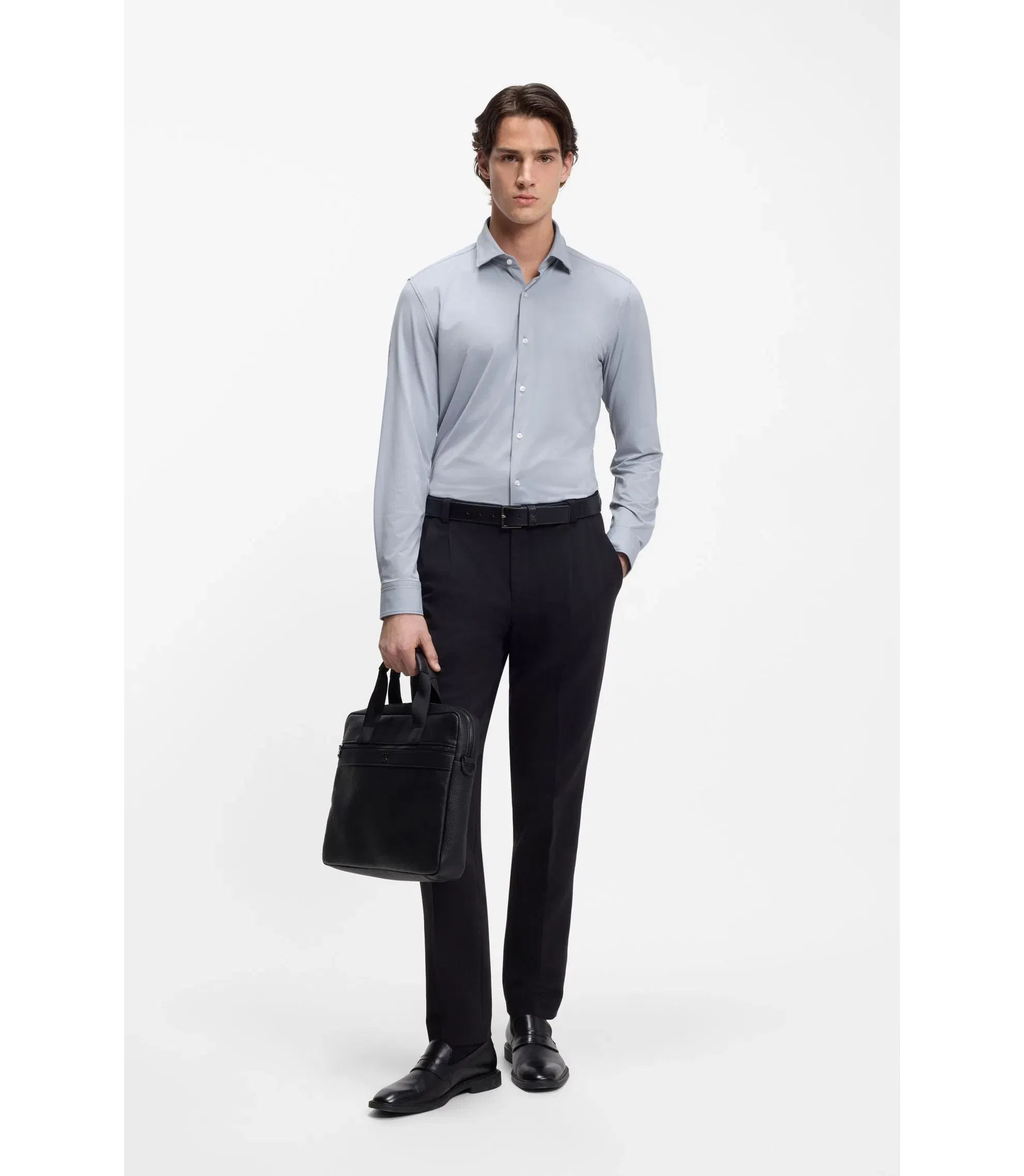 Hugo Slim Fit Shirt In Performance Stretch Jersey Purple