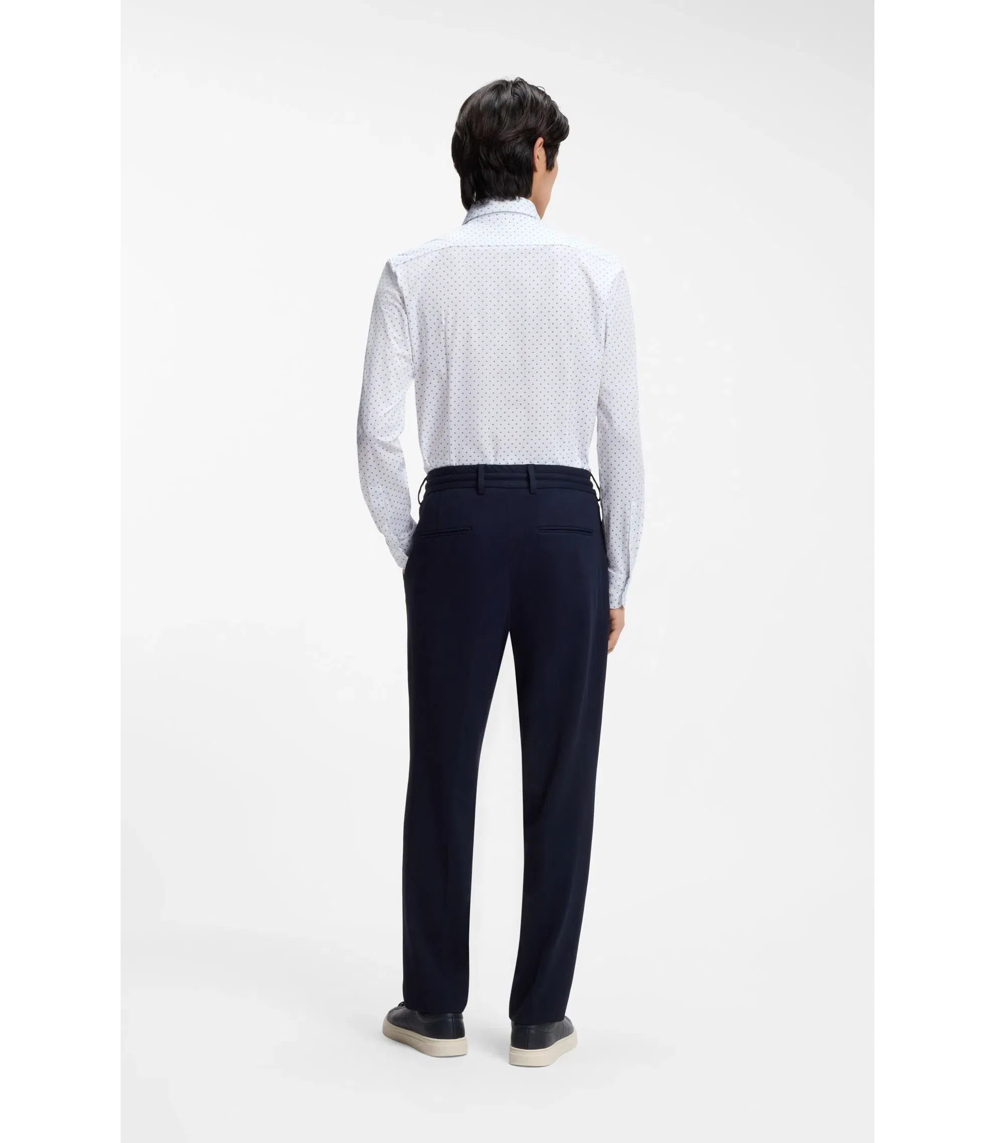 Boss Slim Fit Shirt In Italian Made Performance Stretch Jersey Light Blue