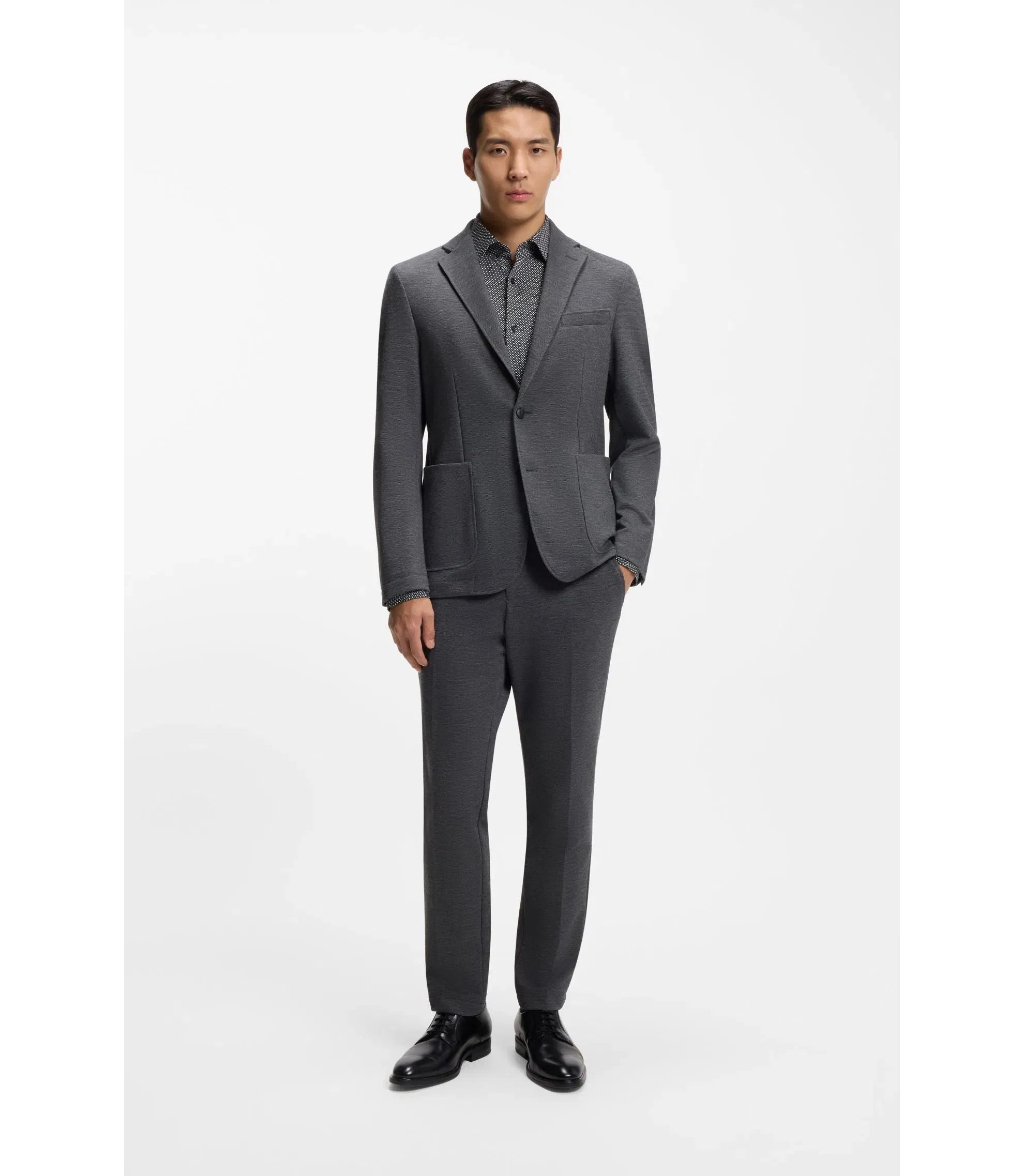 Boss Slim Fit Shirt In Italian Made Performance Stretch Fabric Black