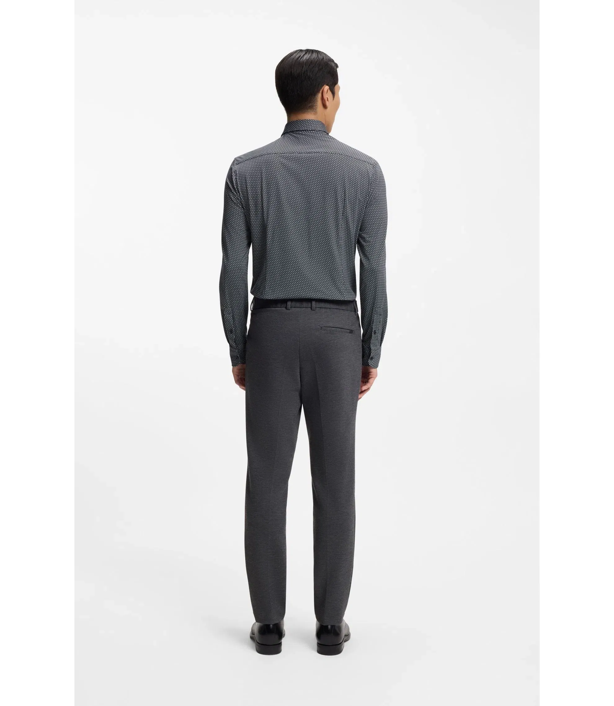 Boss Slim Fit Shirt In Italian Made Performance Stretch Fabric Black