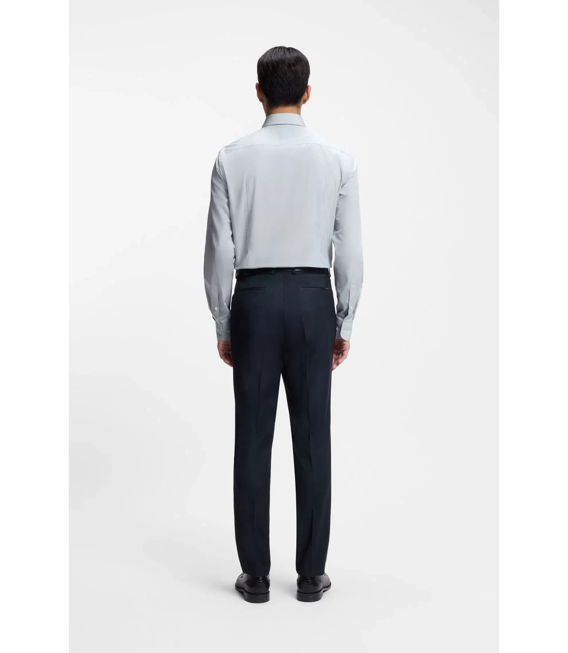 Boss Slim Fit Shirt In Italian Made Cotton Chambray Light Green