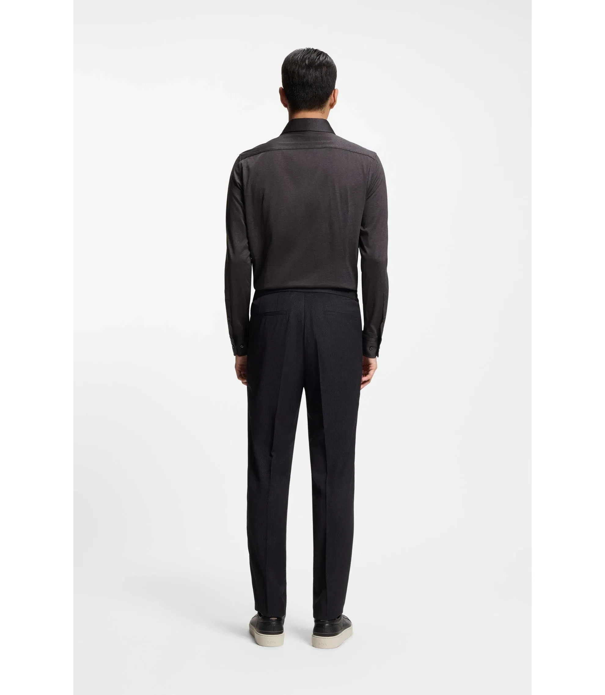 Boss Slim Fit Shirt In Italian Made Cotton Grey