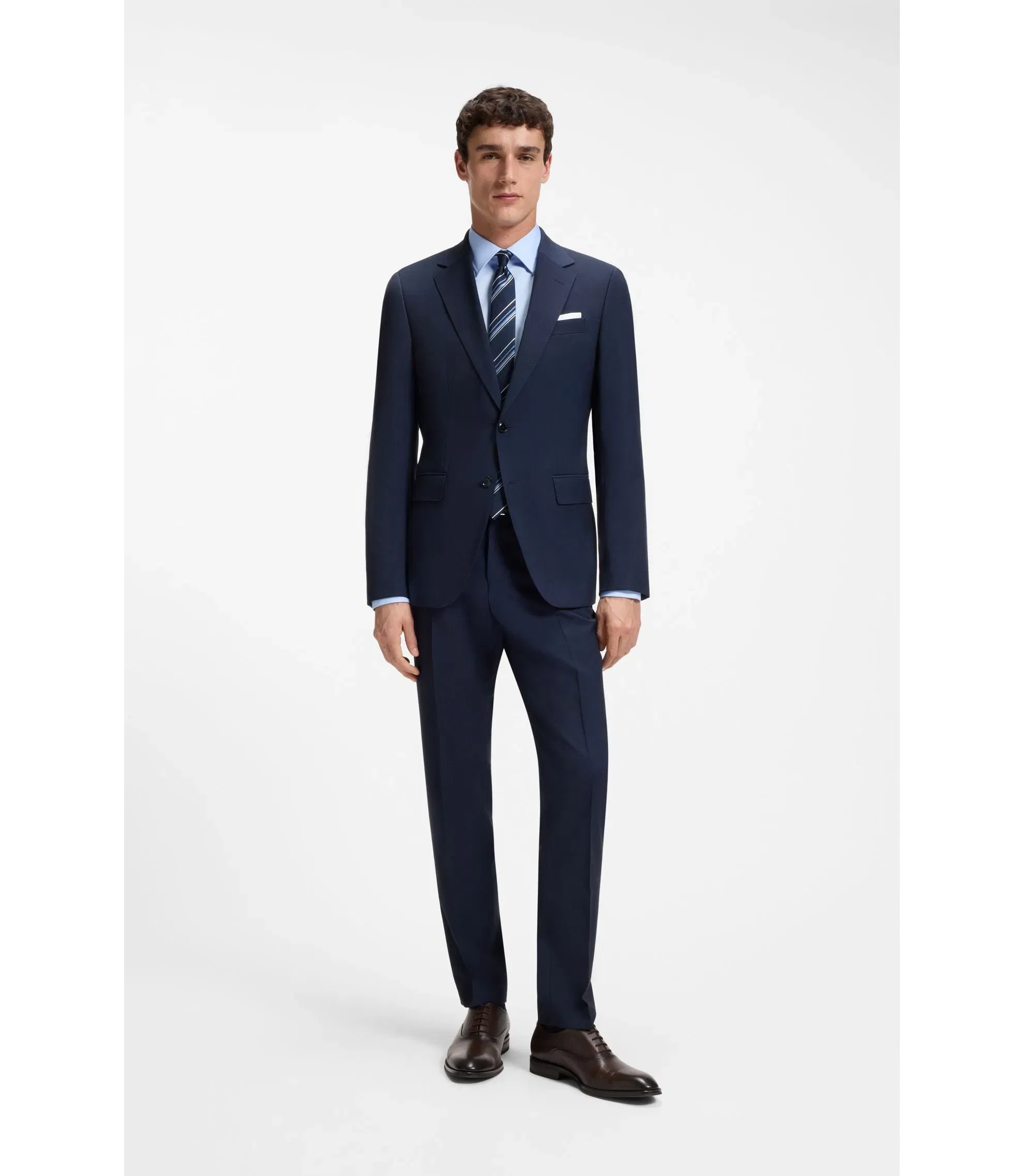 Boss Slim Fit Shirt In Easy Iron Cotton Poplin Light Blue