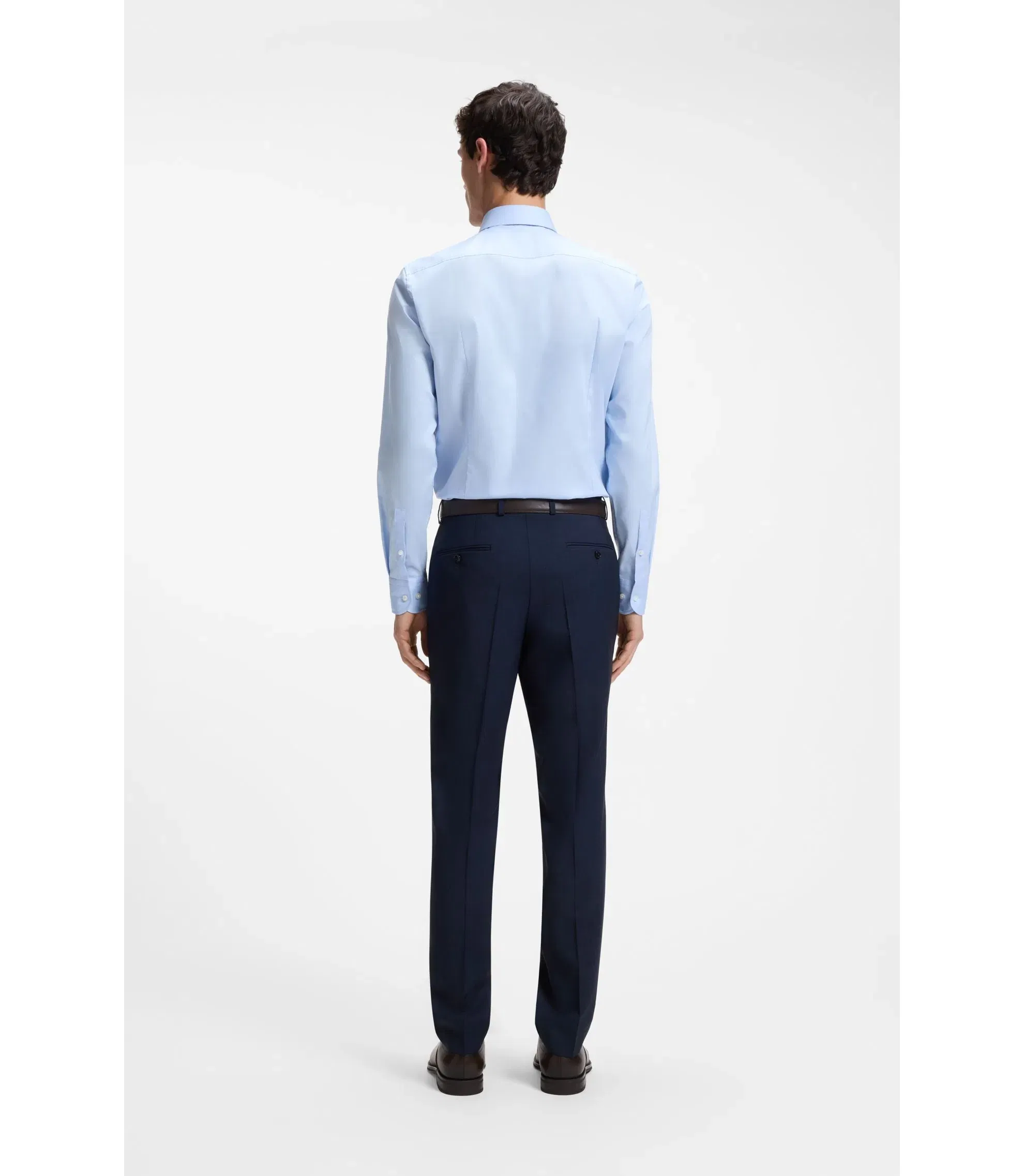 Boss Slim Fit Shirt In Easy Iron Cotton Poplin Light Blue