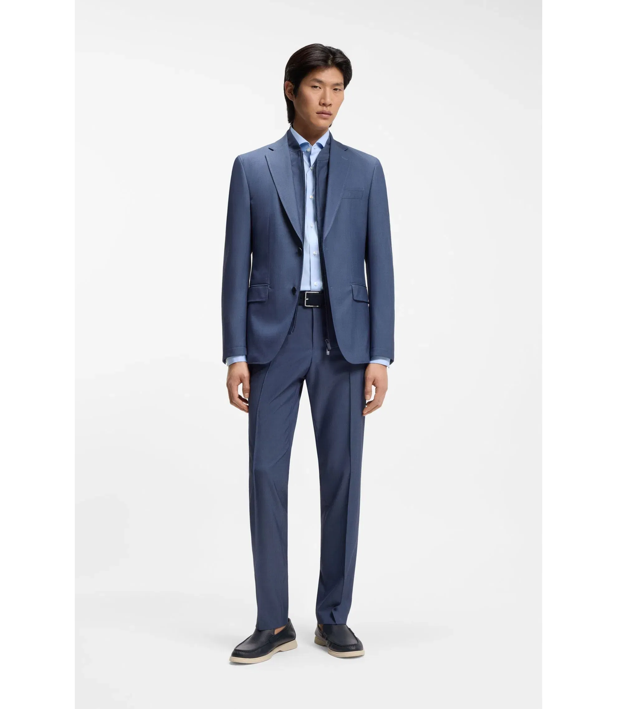 Boss Slim Fit Shirt In Easy Iron Cotton Blend Poplin Light Blue