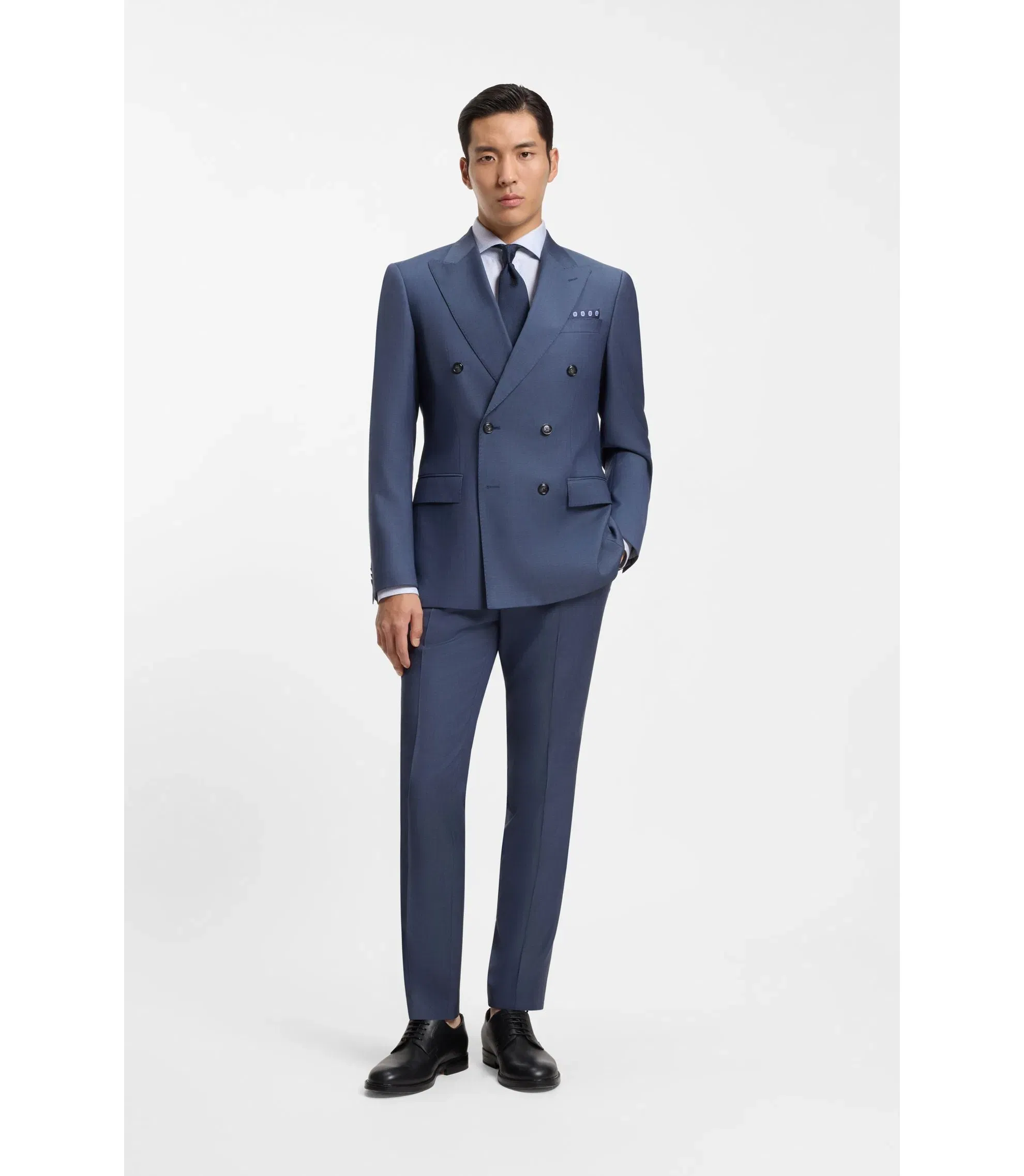 Boss Slim Fit Shirt In Cotton Twill Light Blue