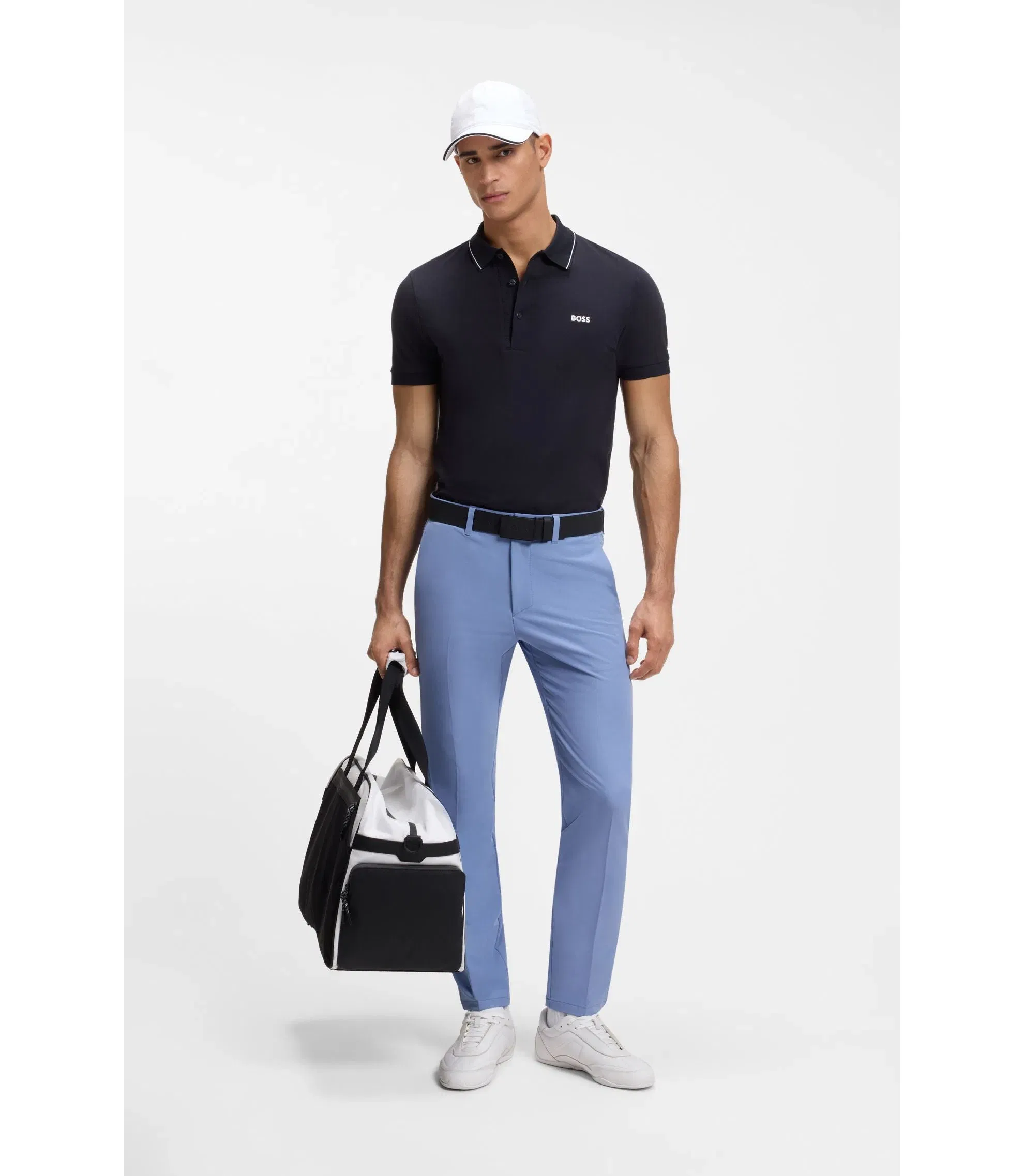 Boss Slim Fit Pants In Water Repellent Stretch Fabric Light Blue
