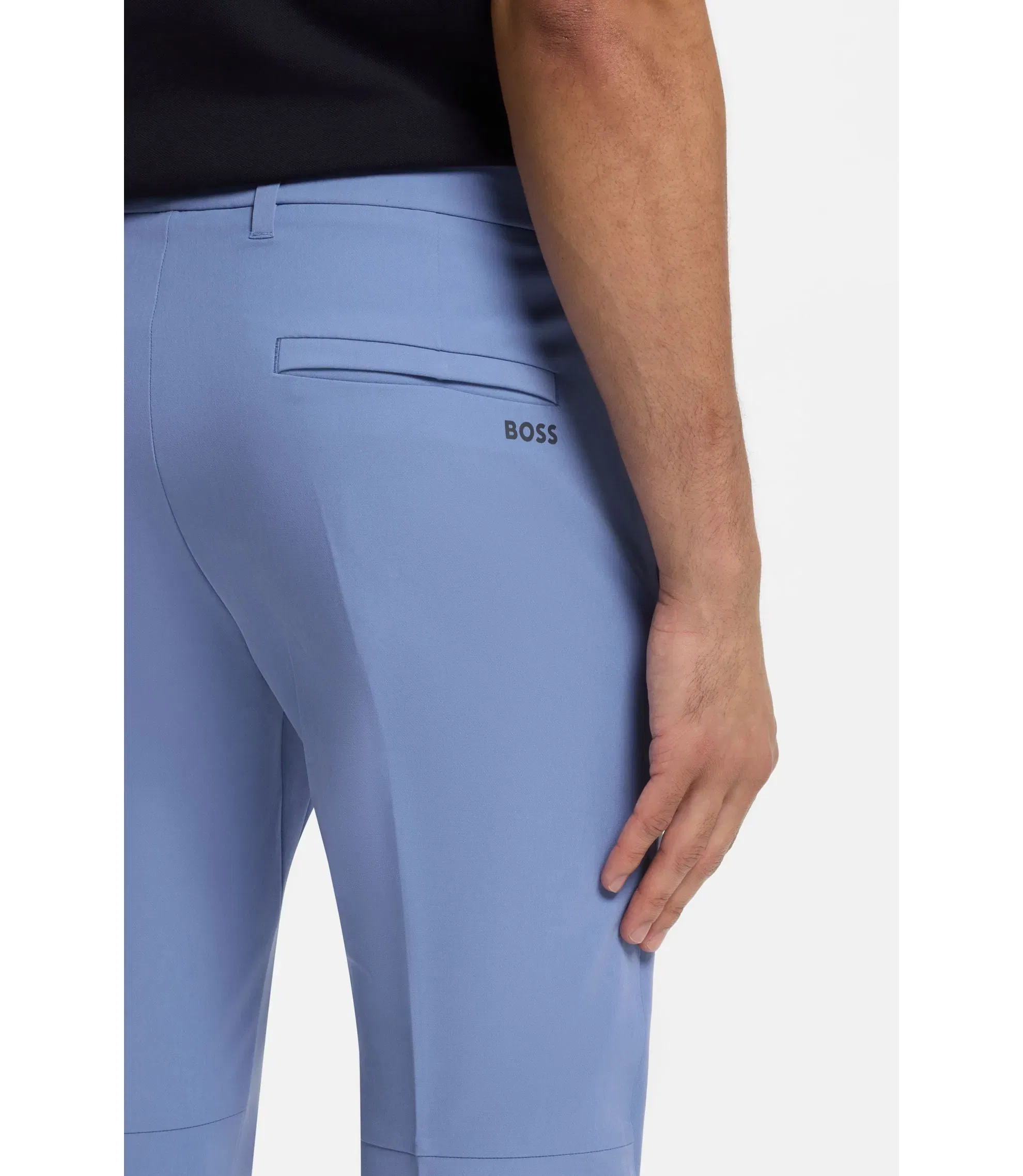 Boss Slim Fit Pants In Water Repellent Stretch Fabric Light Blue