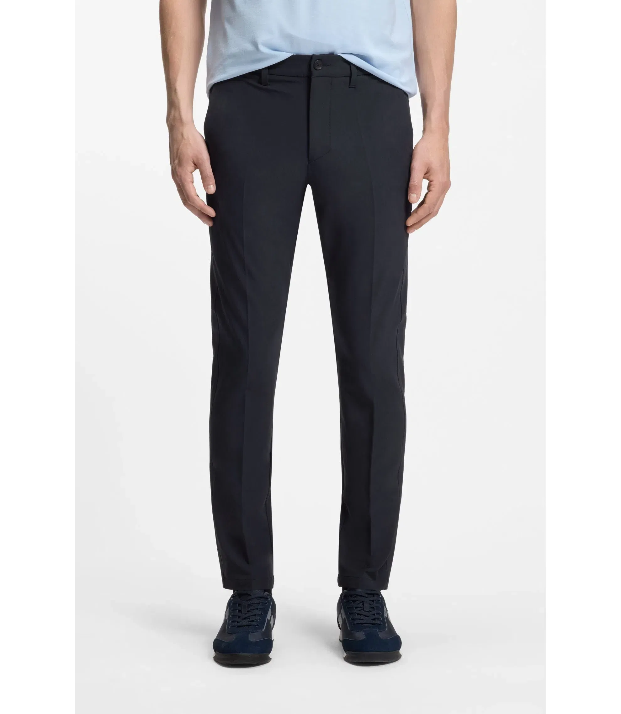 Boss Slim Fit Pants In Water Repellent Stretch Fabric Dark Blue
