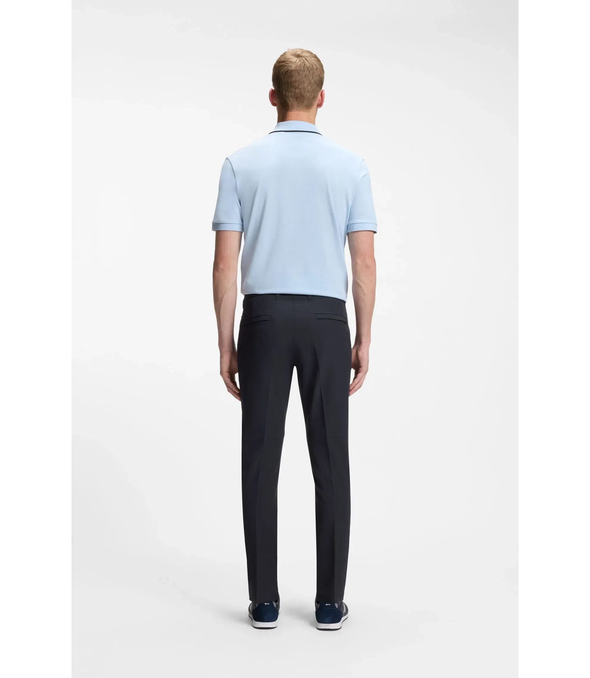 Boss Slim Fit Pants In Water Repellent Stretch Fabric Dark Blue
