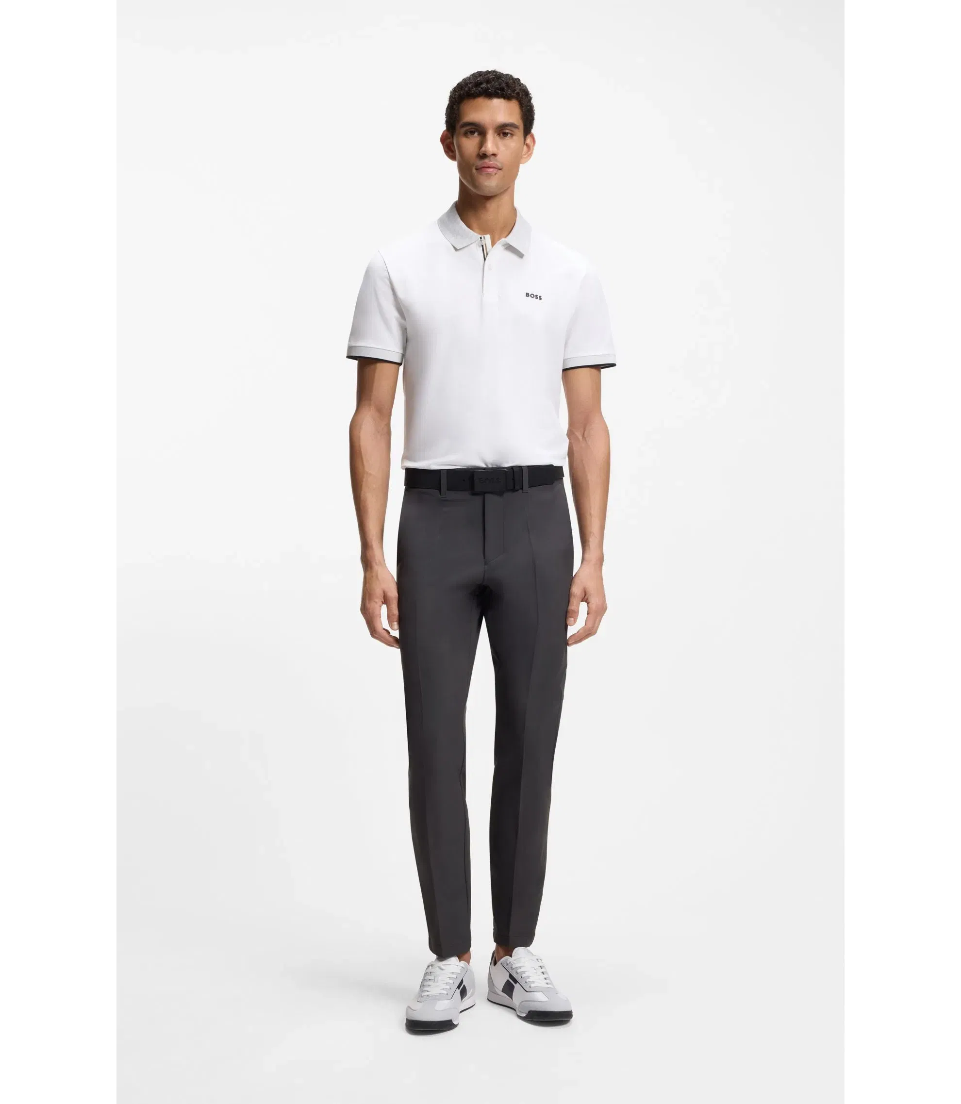 Boss Slim Fit Pants In Water Repellent Stretch Fabric Dark Grey
