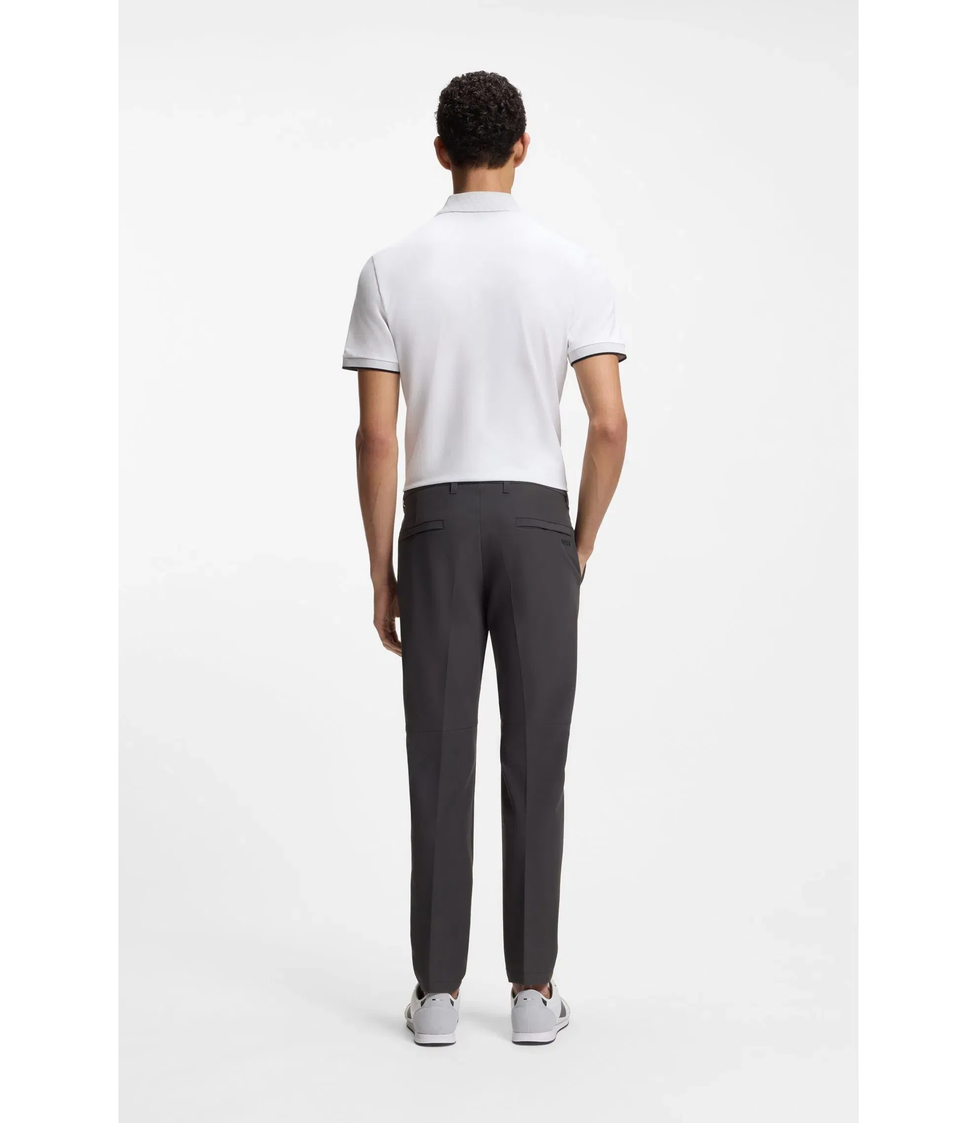 Boss Slim Fit Pants In Water Repellent Stretch Fabric Dark Grey