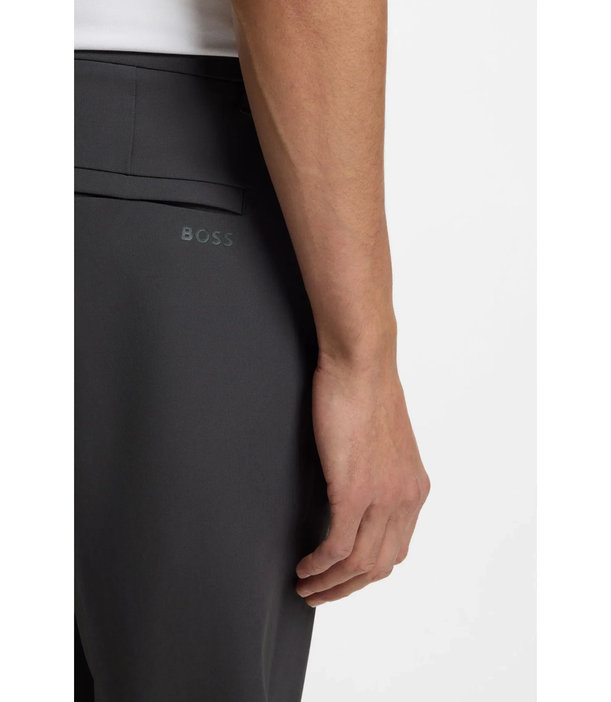 Boss Slim Fit Pants In Water Repellent Stretch Fabric Dark Grey