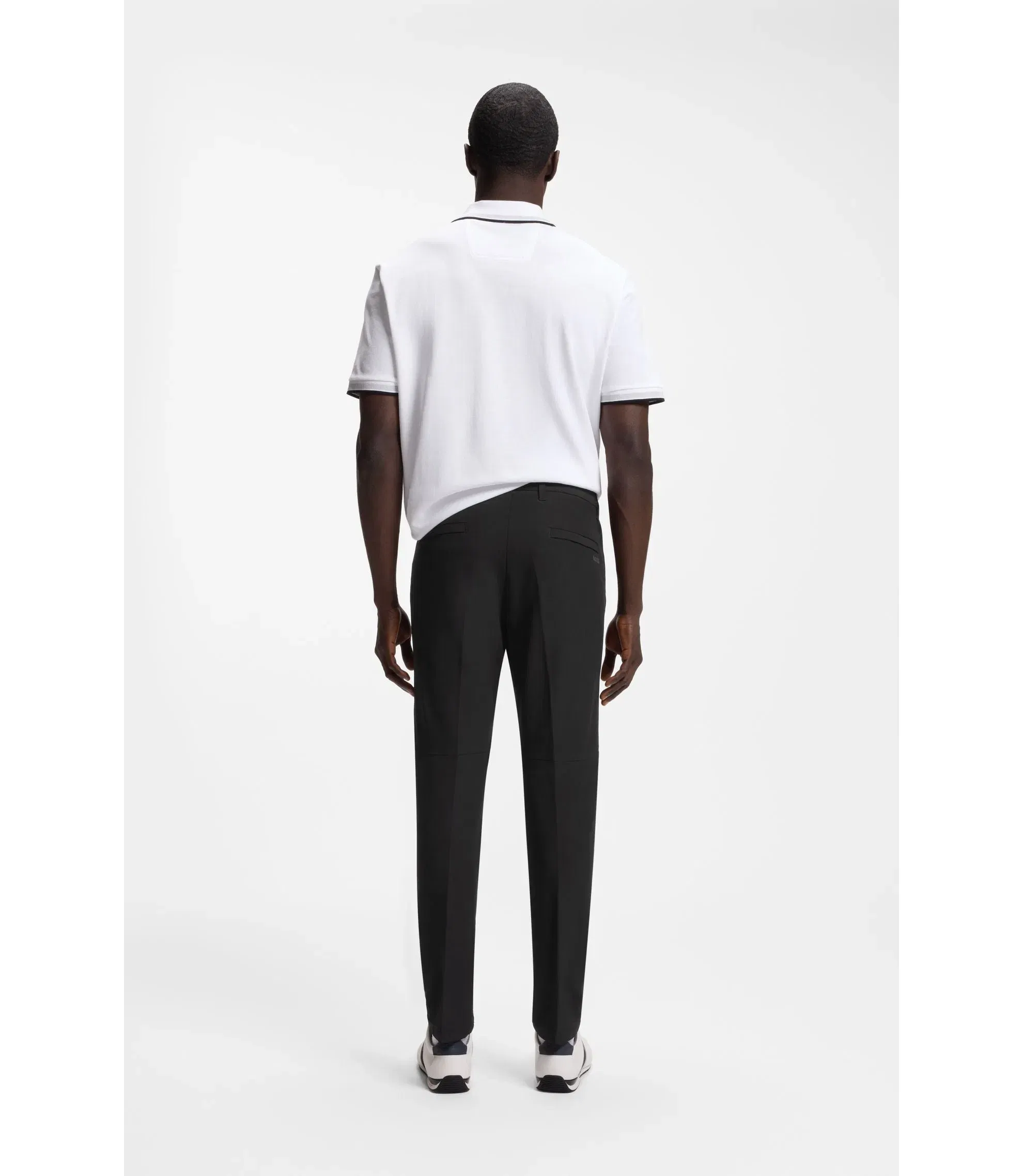 Boss Slim Fit Pants In Water Repellent Stretch Fabric Black