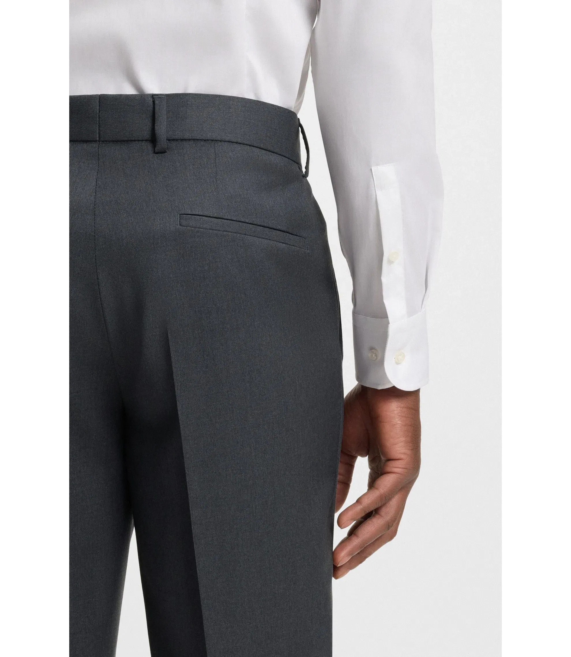 Boss Slim Fit Pants In Virgin Wool Serge Dark Grey