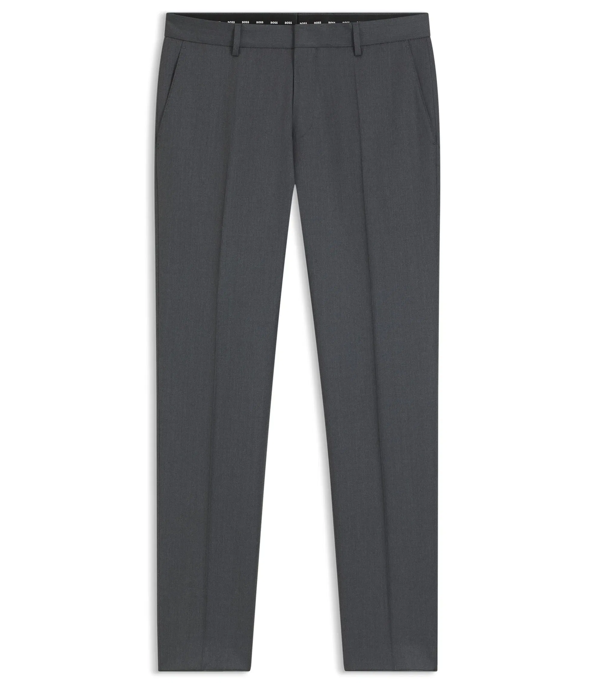 Boss Slim Fit Pants In Virgin Wool Serge Dark Grey