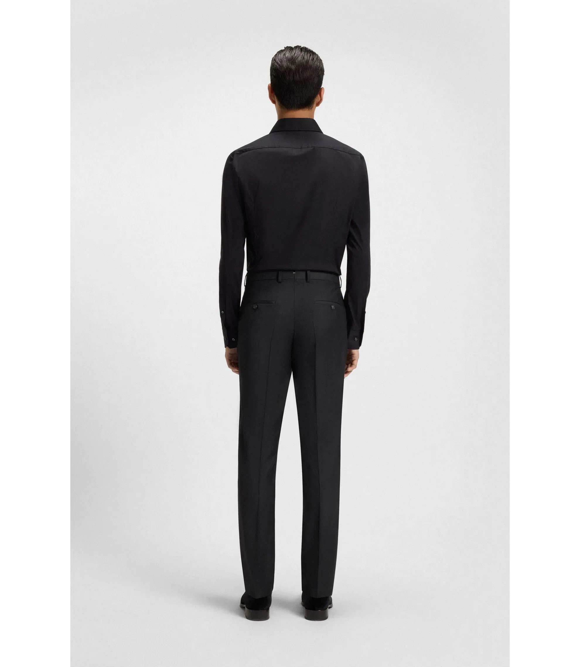Boss Slim Fit Pants In Stretch Wool Light Grey
