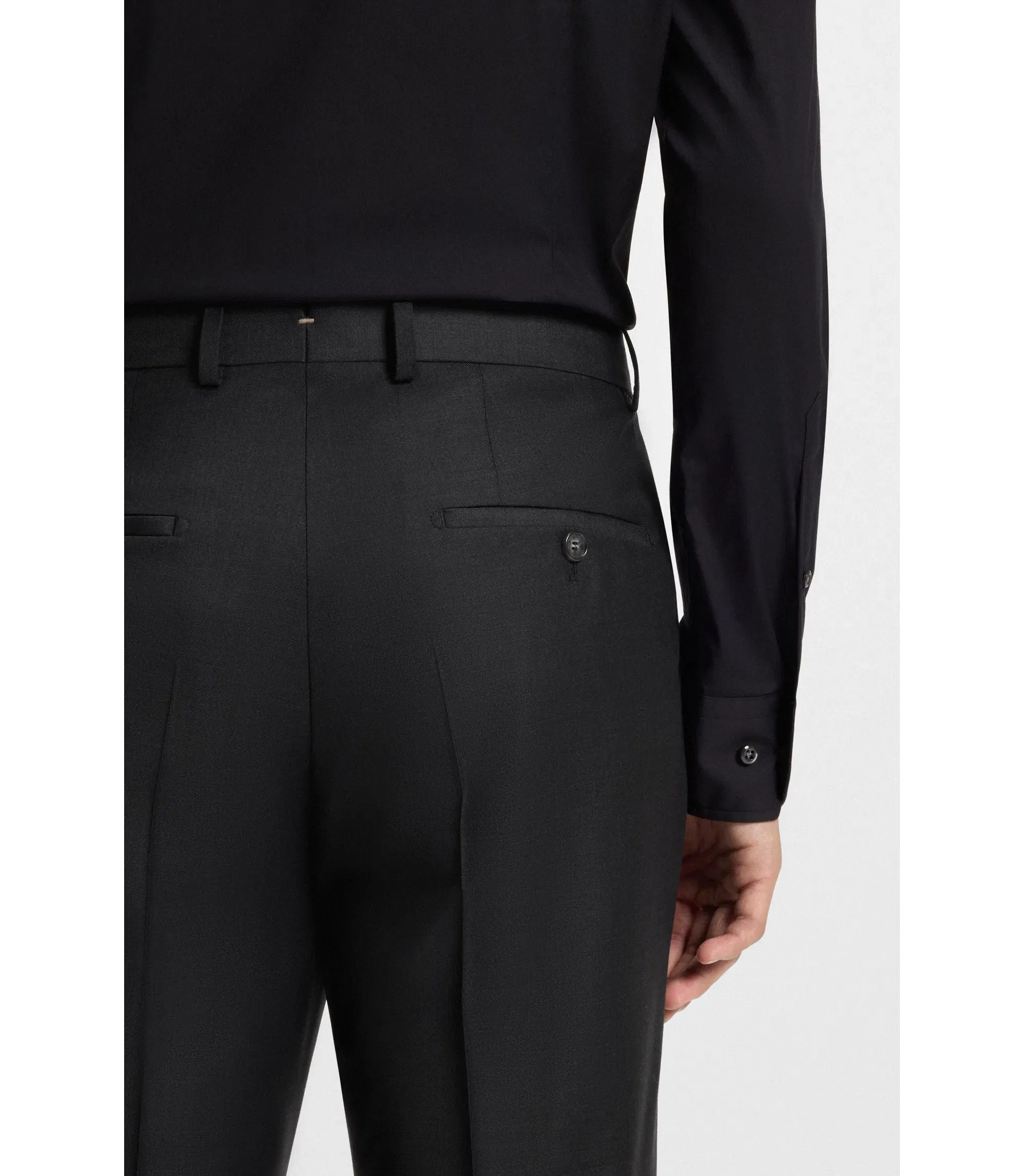 Boss Slim Fit Pants In Stretch Wool Light Grey