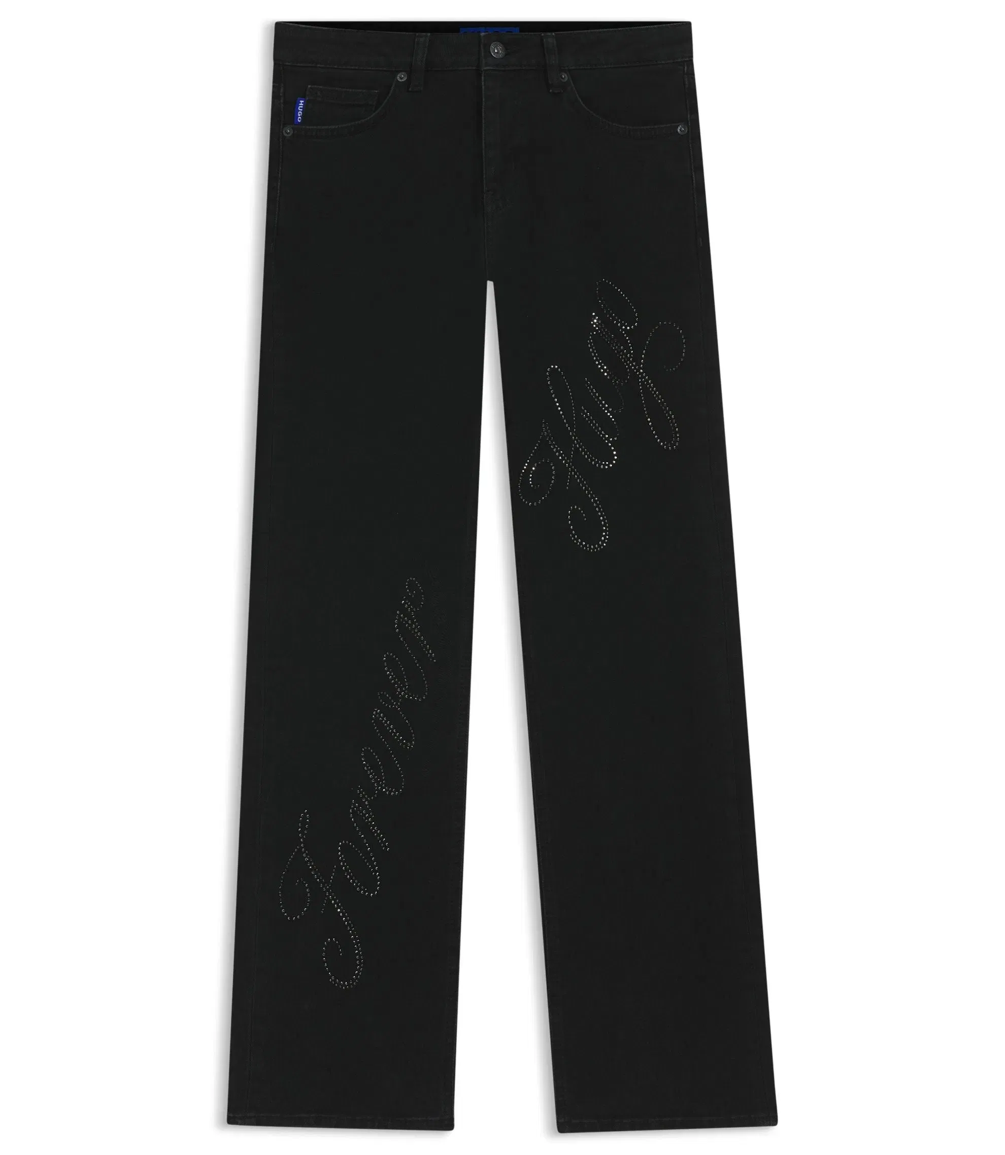 Hugo Slim Fit Jeans With Rhinestone Logos Black Women's