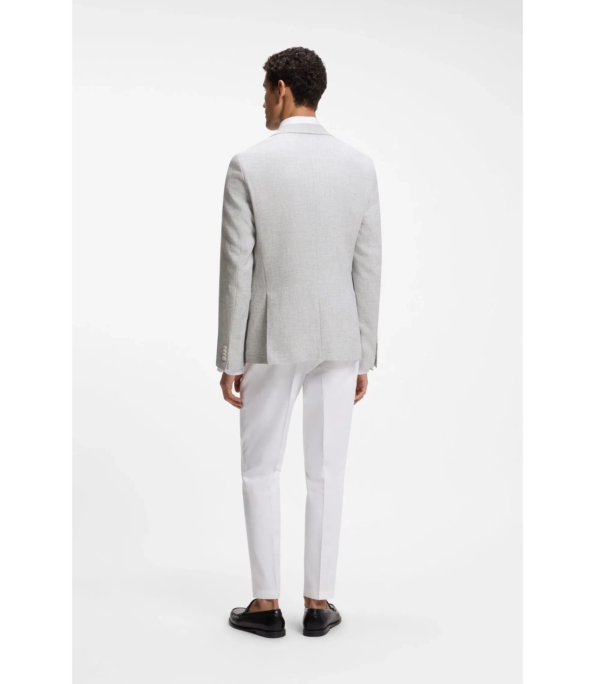 Boss Slim Fit Jacket With Puppytooth Pattern Light Grey