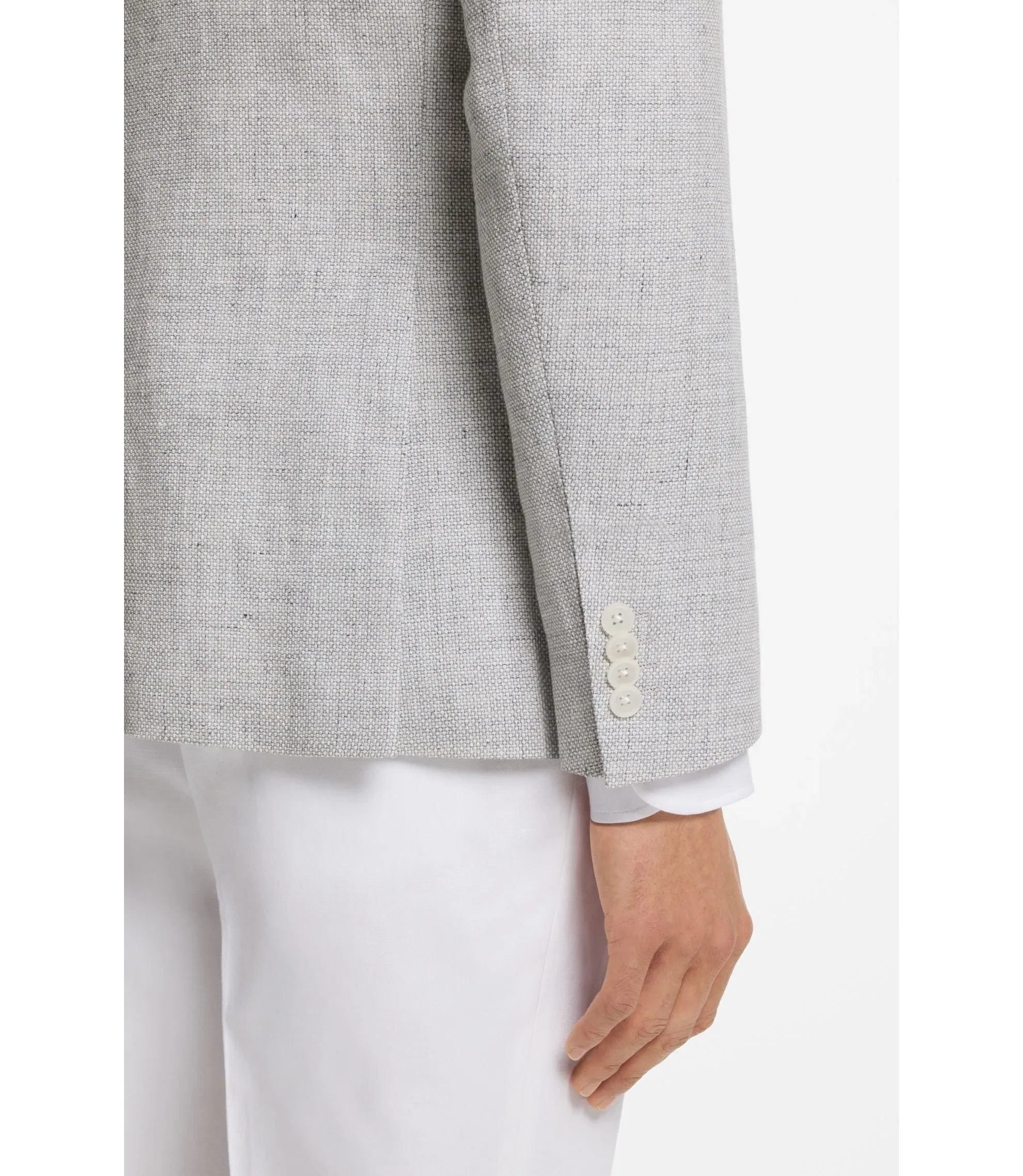 Boss Slim Fit Jacket With Puppytooth Pattern Light Grey