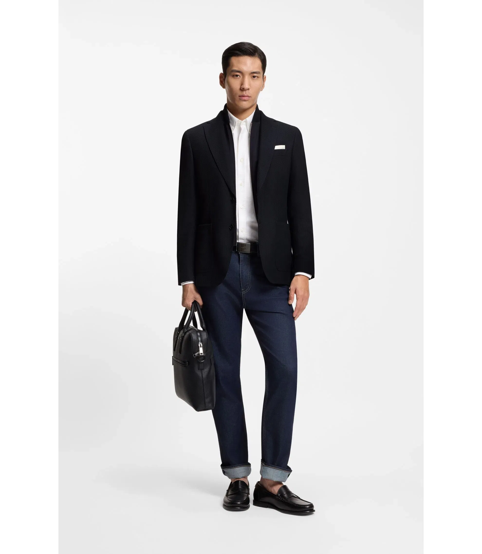 Boss Slim Fit Jacket With Integrated Vest Dark Blue