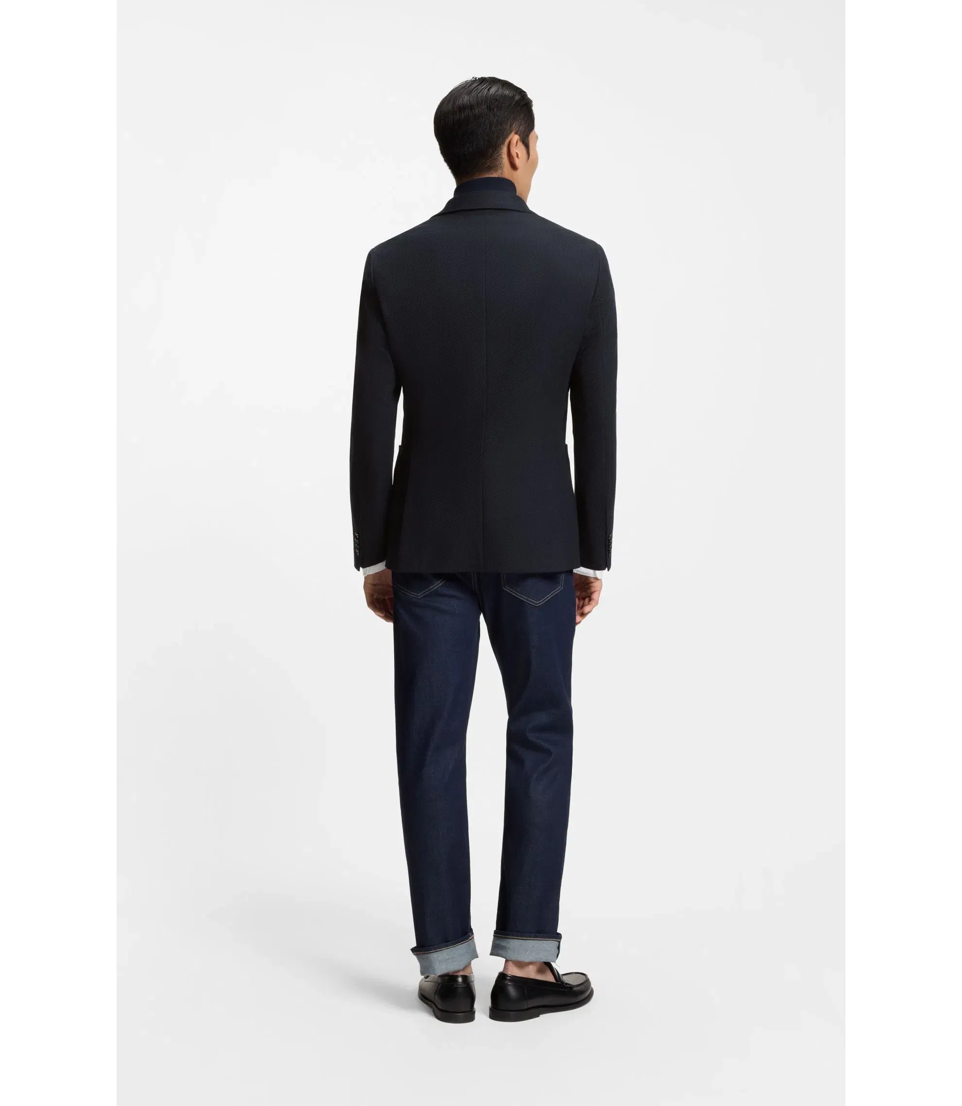 Boss Slim Fit Jacket With Integrated Vest Dark Blue