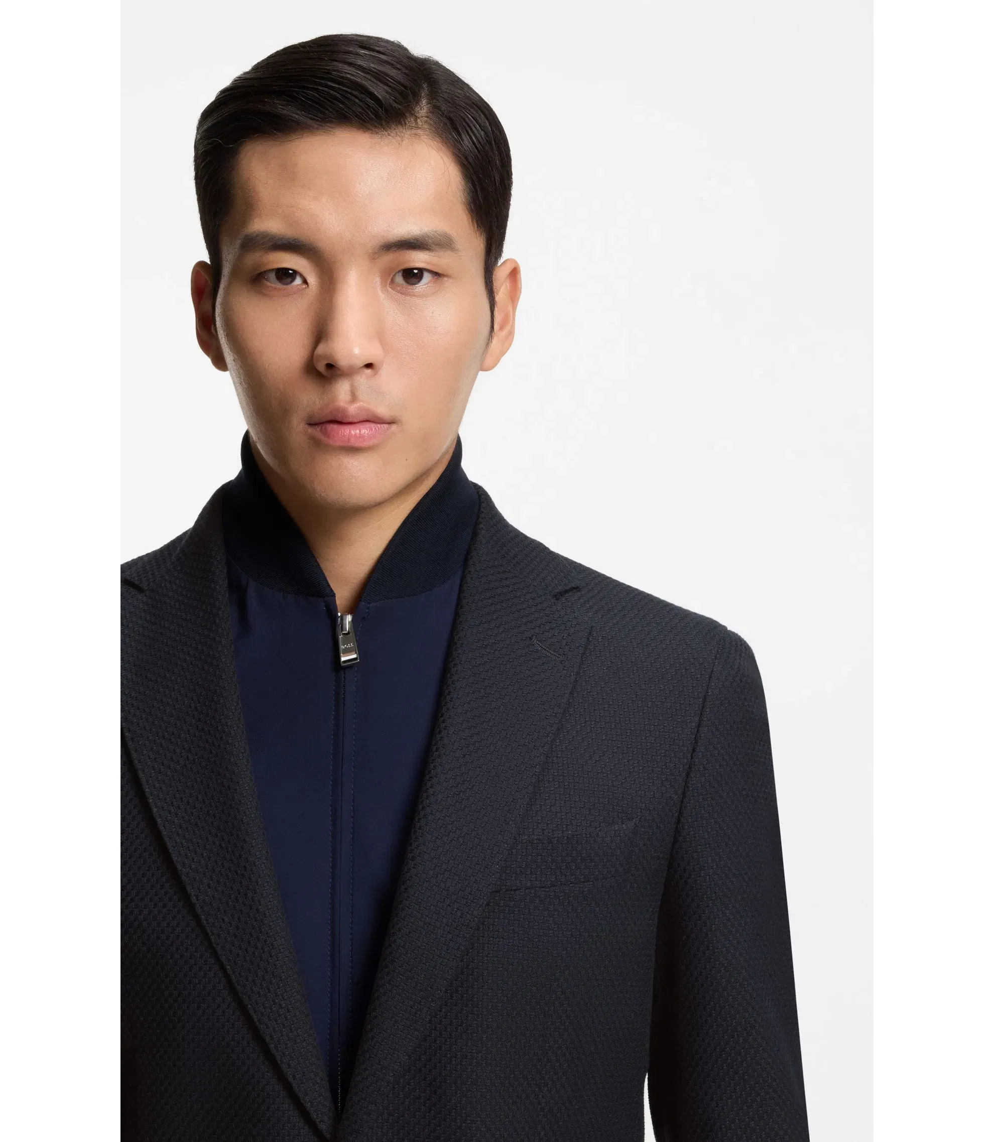 Boss Slim Fit Jacket With Integrated Vest Dark Blue