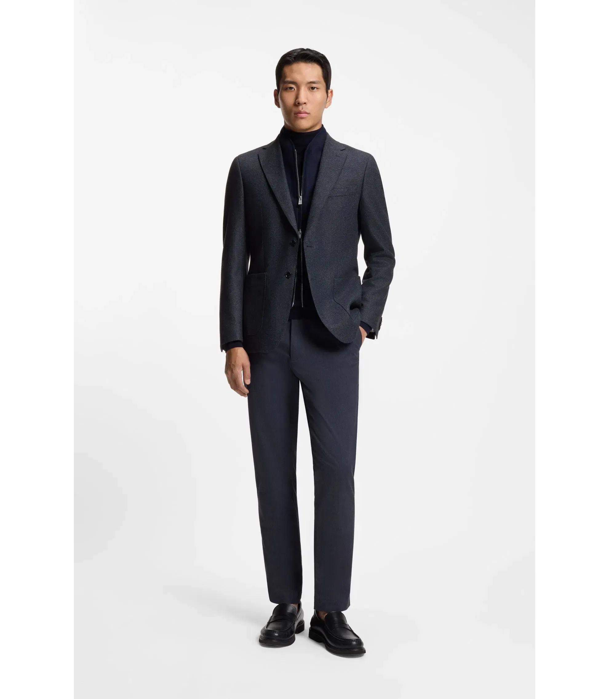 Boss Slim Fit Jacket With Integrated Bib Dark Blue