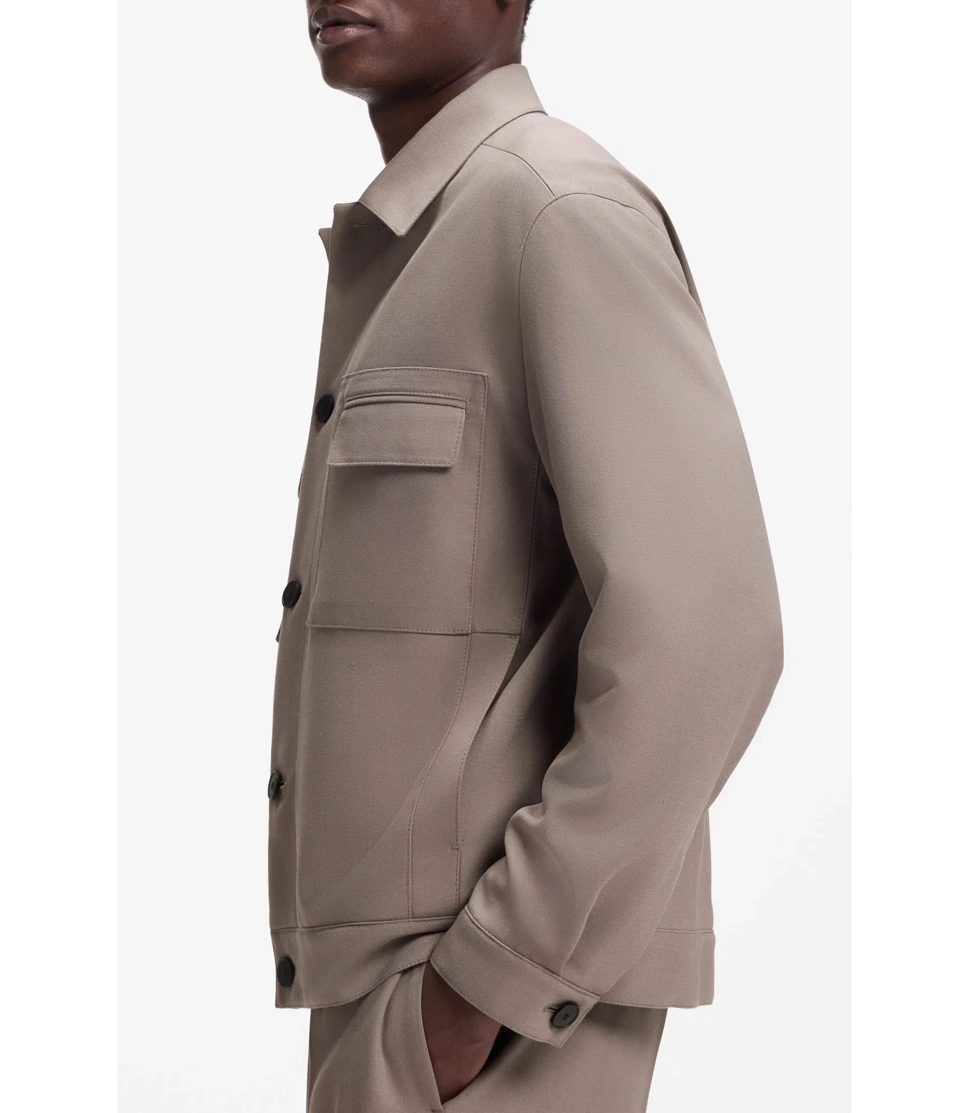 Hugo Slim Fit Jacket In Wrinkle Resistant Twill Light Brown