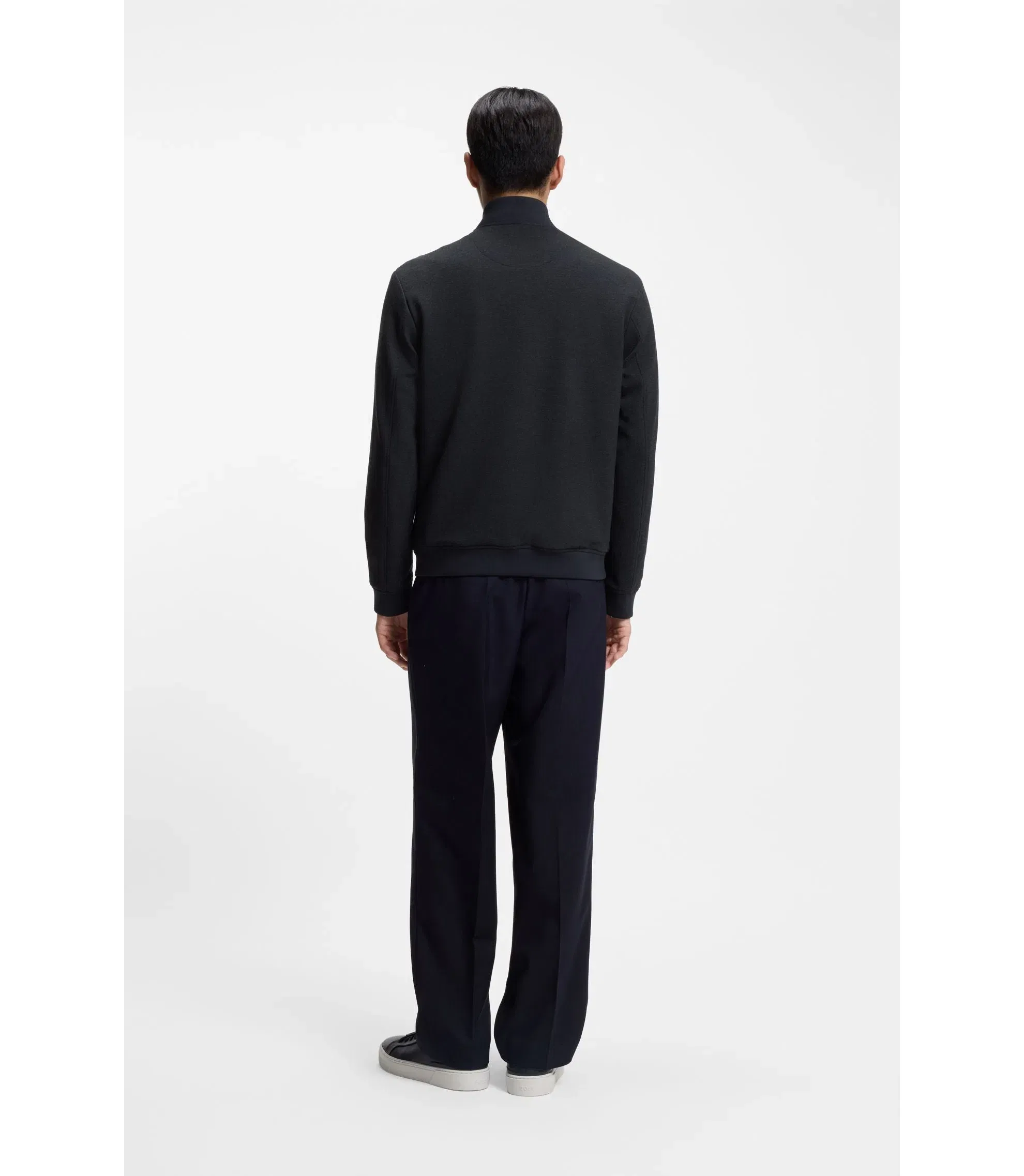 Boss Slim Fit Jacket In Wrinkle Resistant Fabric Dark Blue